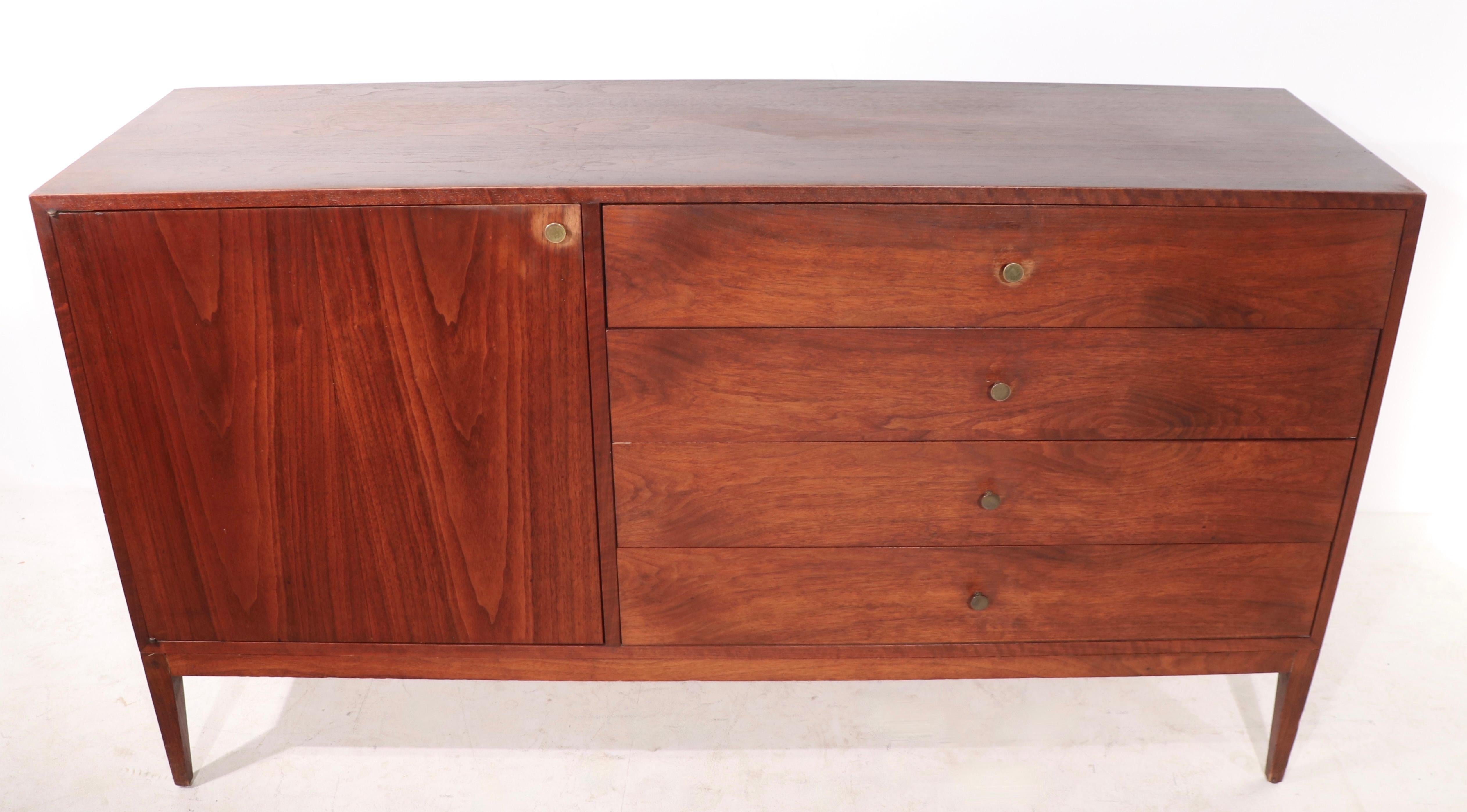 Brass Mid-Century Dresser Cabinet Attributed to Paul McCobb For Sale