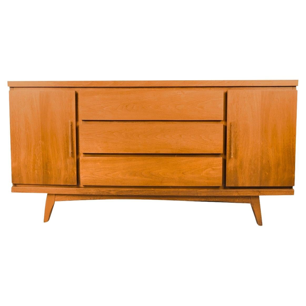 Drop Brass Drop Pulls Mid-Century Modern Long Tripple Dresser Credenza ...