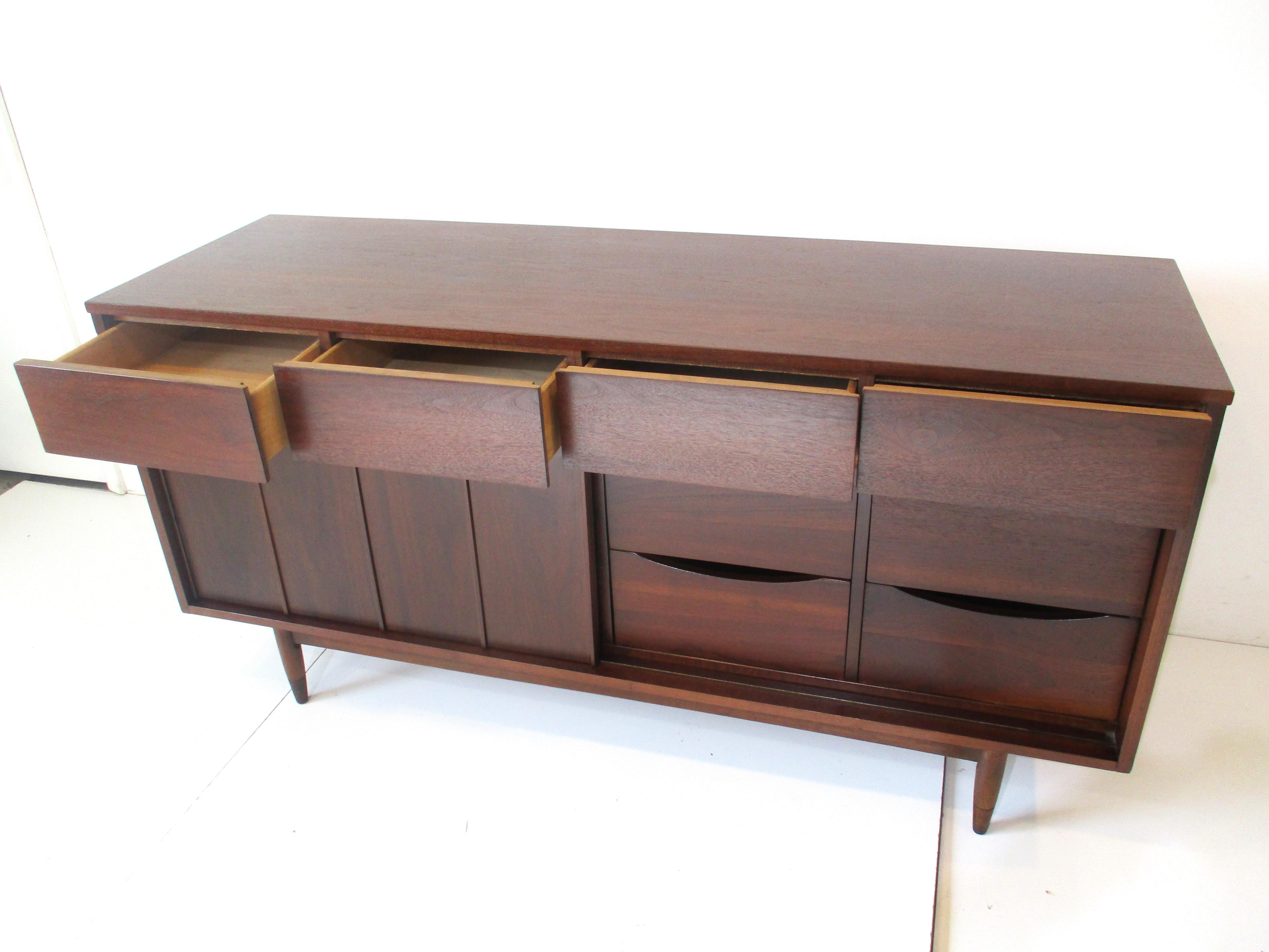 Walnut Mid Century Dresser / Credenza by Mainline Modern in the Style of Heritage