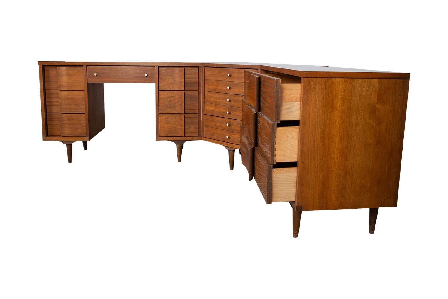 Mid-Century Modern Mid-Century Dresser Desk Corner Unit Three Piece Collection Johnson Carper