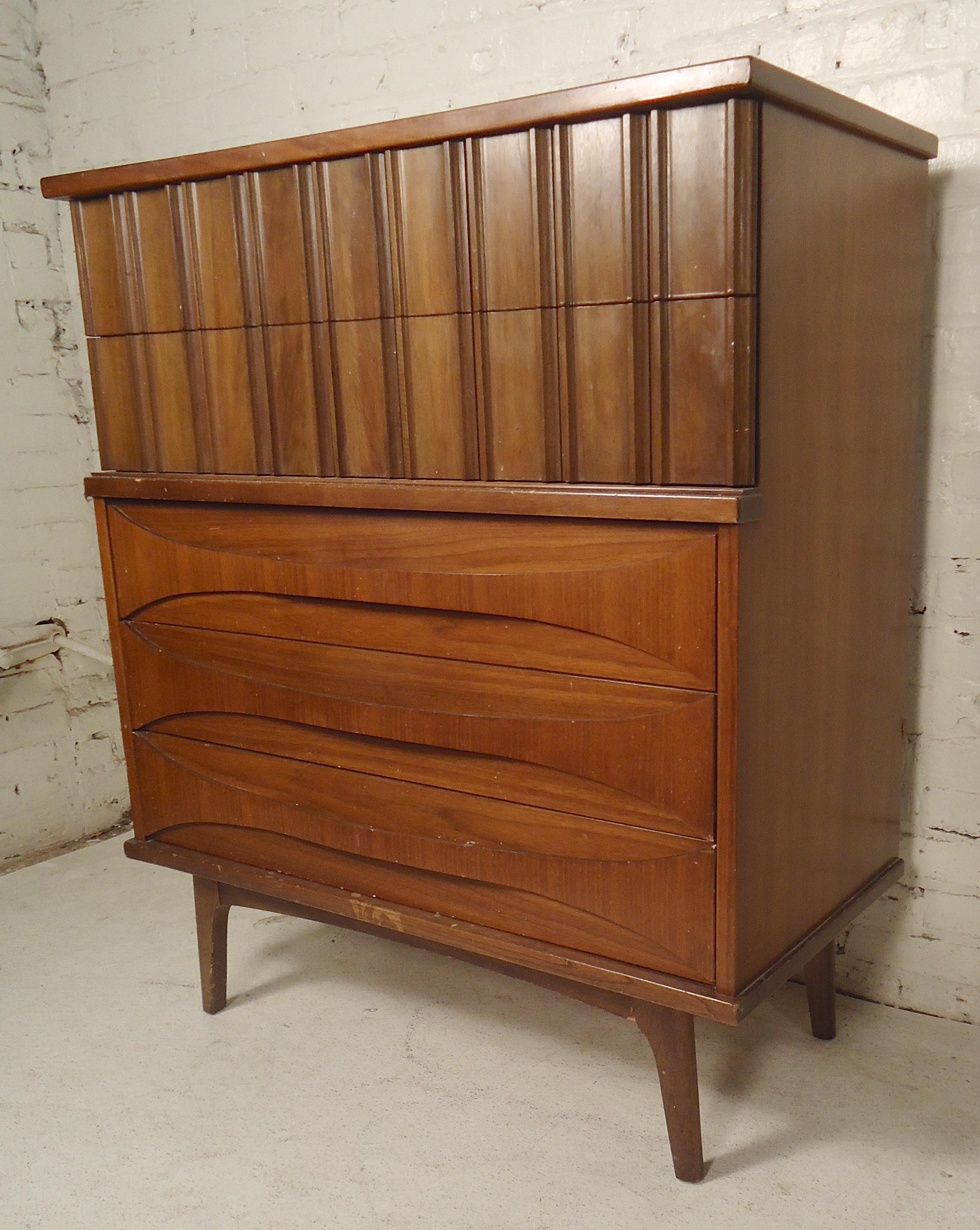Mid-Century Modern Midcentury Dresser with Sculpted Accents