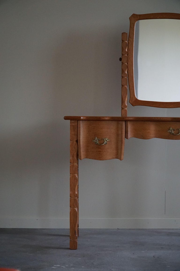 Mid Century Dressing Table in Solid Oak, Made by a Danish 1950s For Sale at 1stDibs