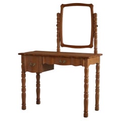 Retro Mid Century Dressing Table in Solid Oak, Made by a Danish Cabinetmaker, 1950s