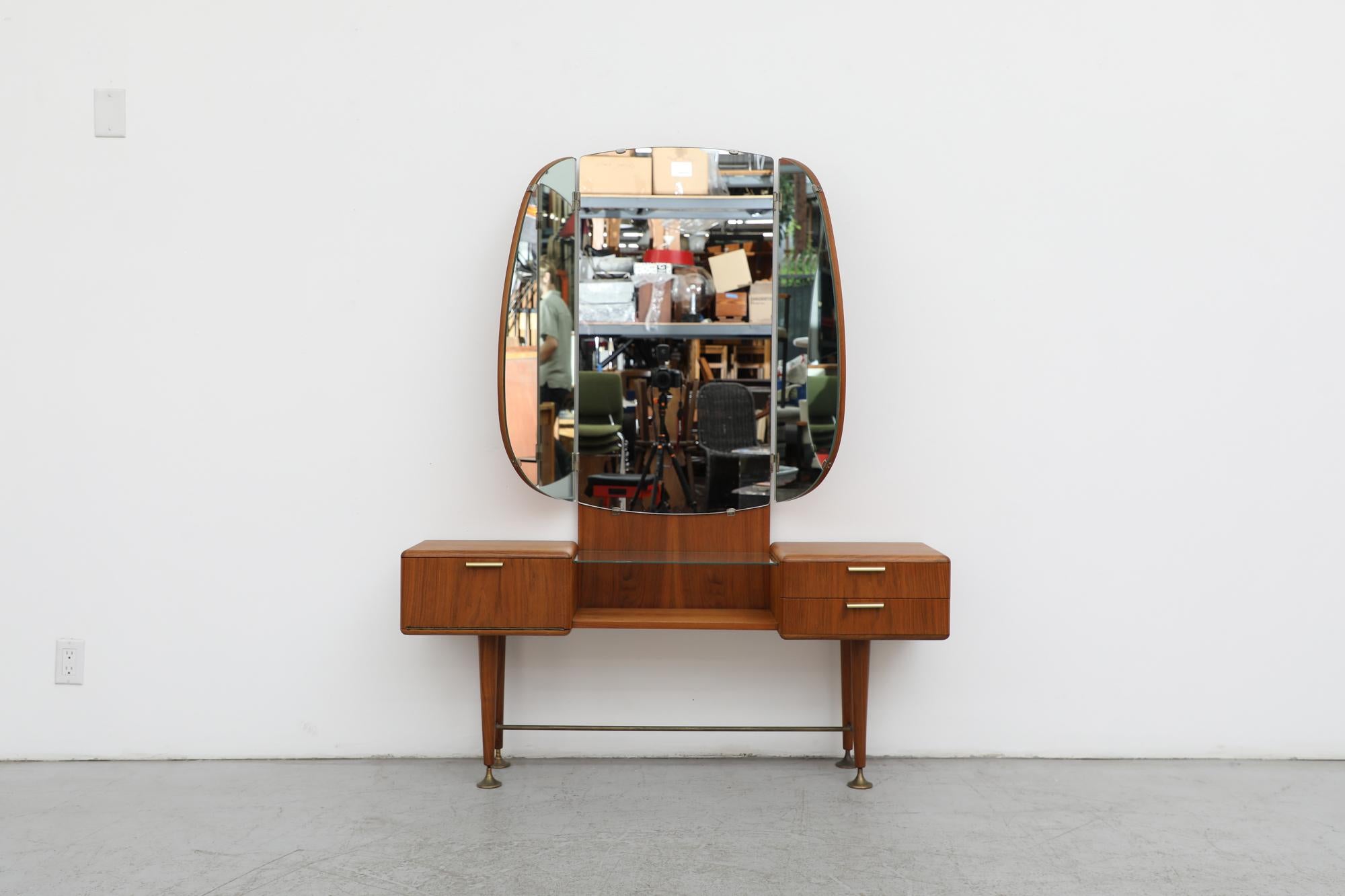 Mid-Century Dressing Table Vanity with Mirror by A.A. Patijn In Good Condition In Los Angeles, CA