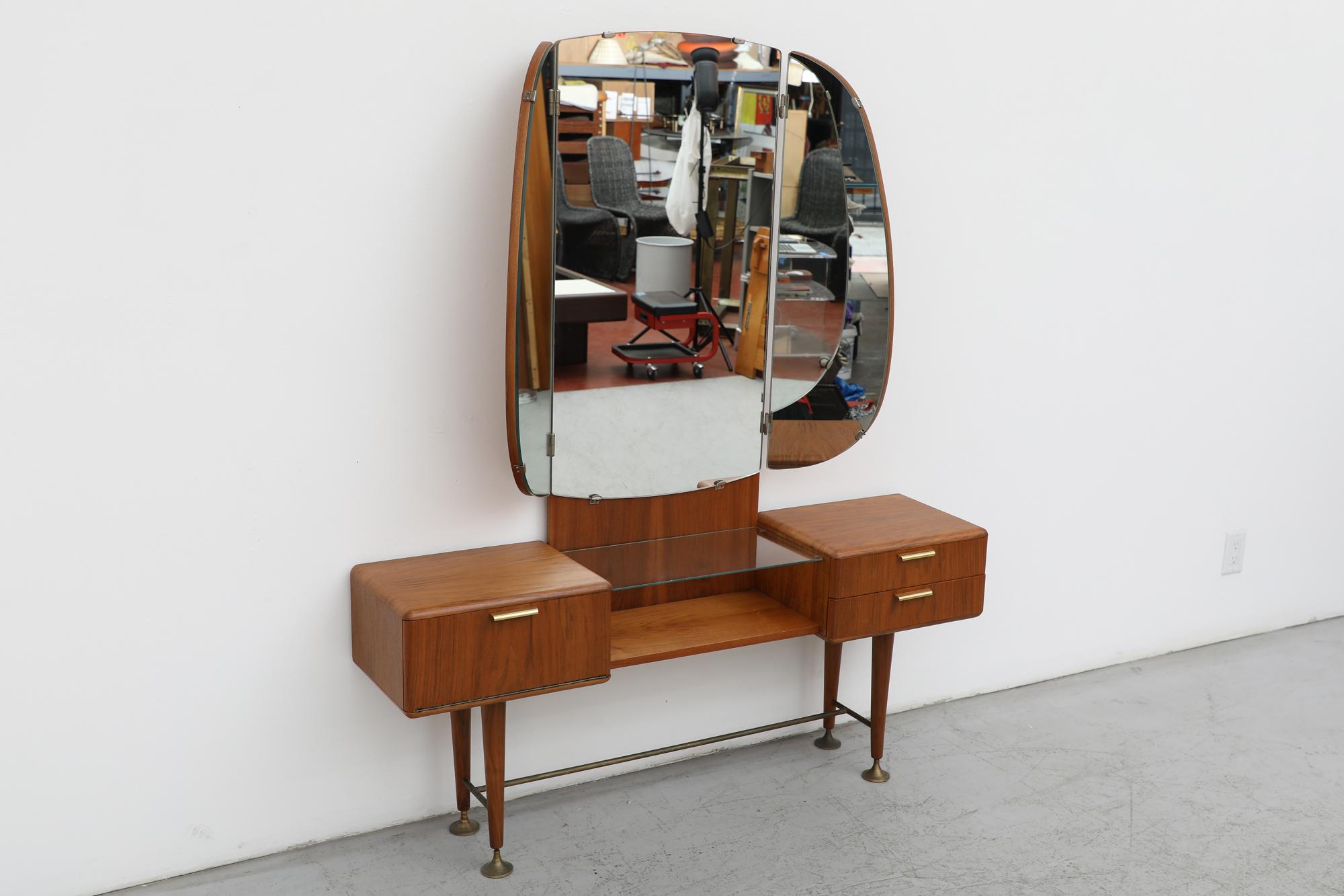 Mid-Century Dressing Table Vanity with Mirror by A.A. Patijn 1