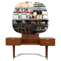 Vintage Mid-Century Dressing Table Vanity with Mirror by A.A. Patijn