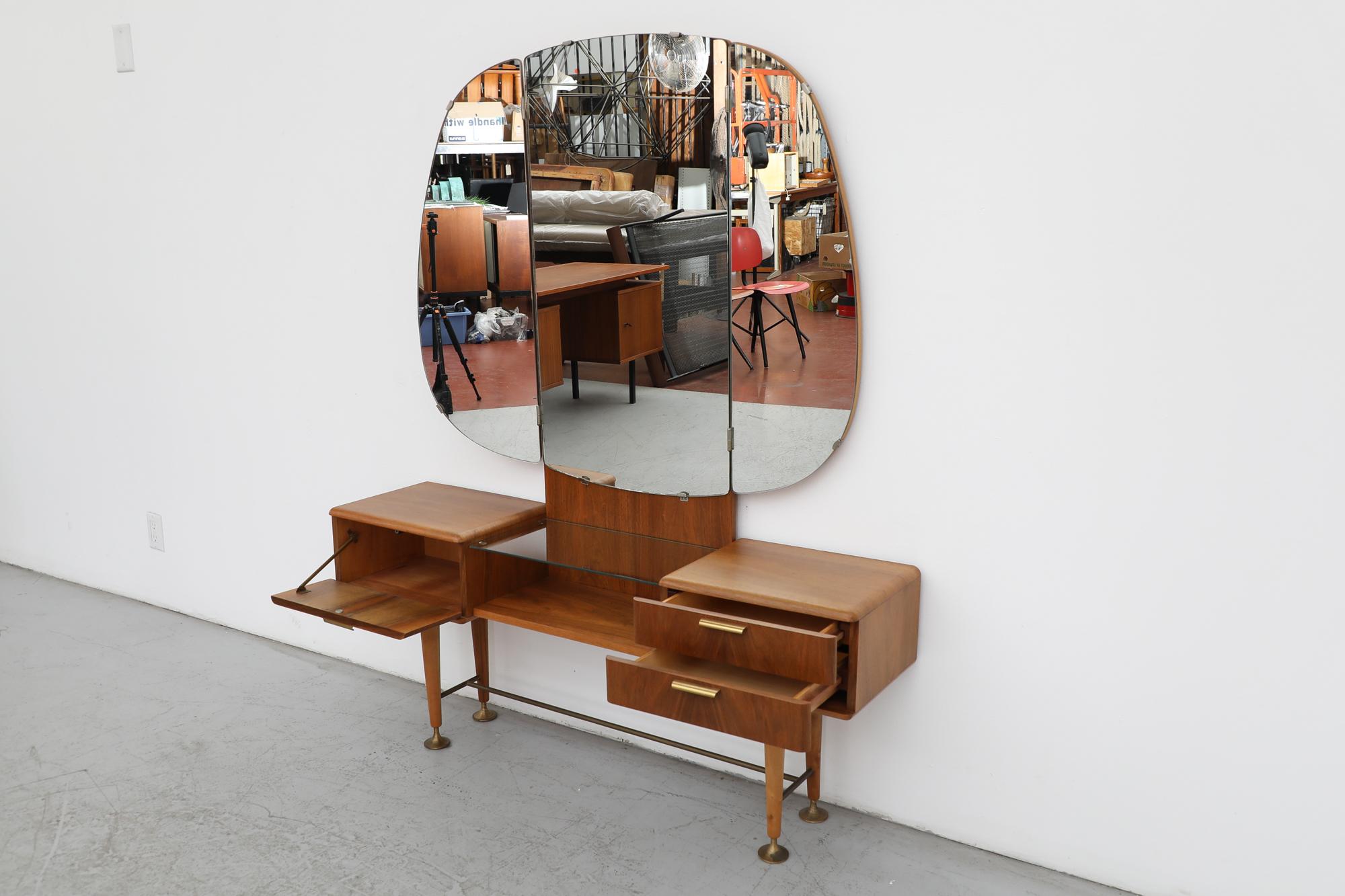 Mid-Century Dressing Table Vanity with Mirror by A.A. Patijn for Zijlstra, Holla In Good Condition In Los Angeles, CA