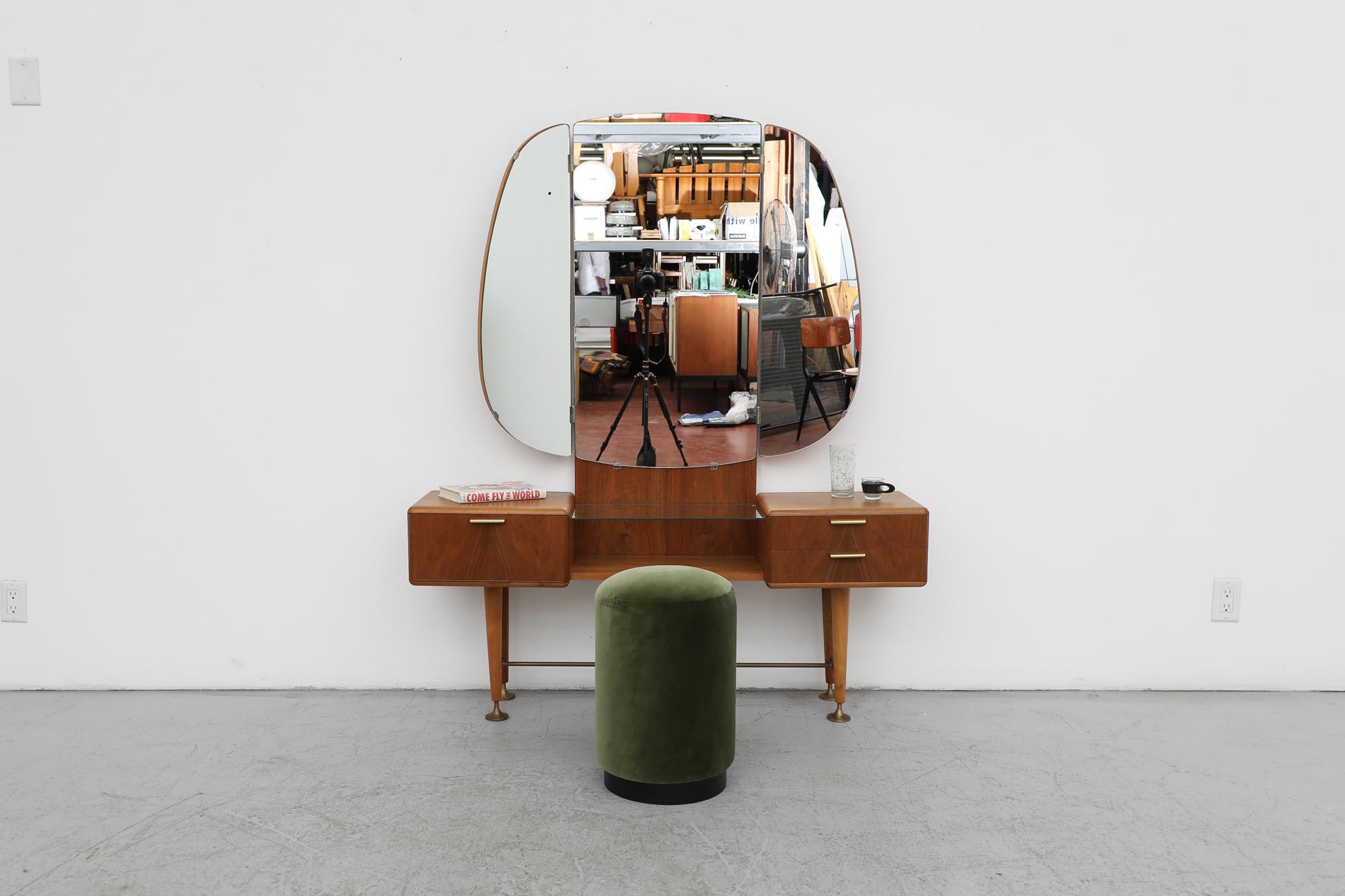 Brass Mid-Century Dressing Table Vanity with Mirror by A.A. Patijn for Zijlstra, Holla