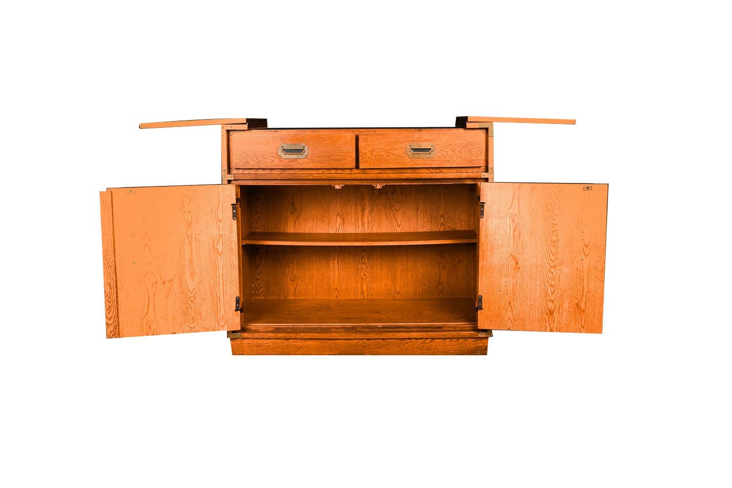 Mid-Century Modern Mid-Century Drexel Accolade Campaign Rolling Buffet Server Bar Cart For Sale