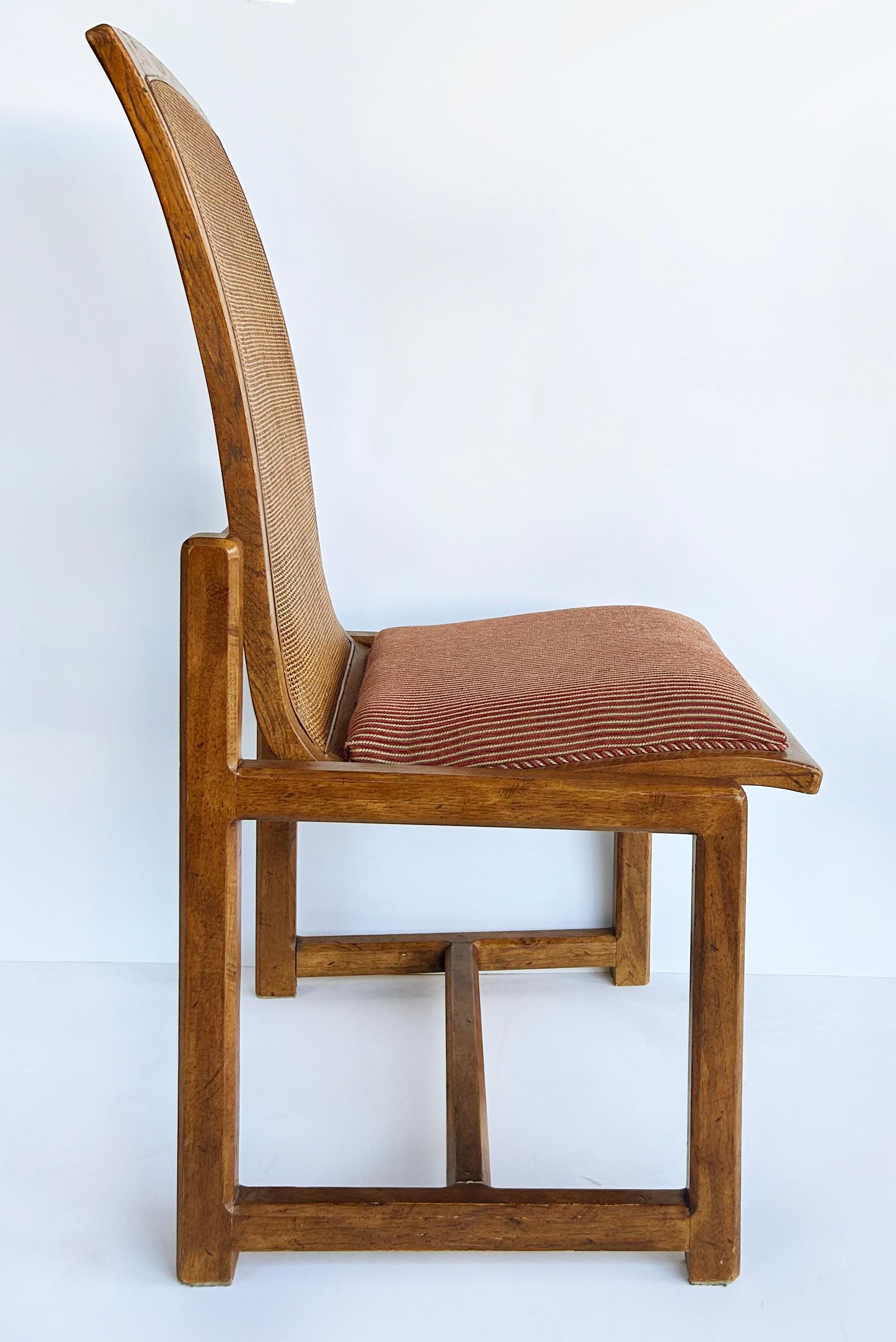 Sedie da pranzo a canne Drexel di metà secolo, 2 poltrone, 2 sedie laterali in vendita 3