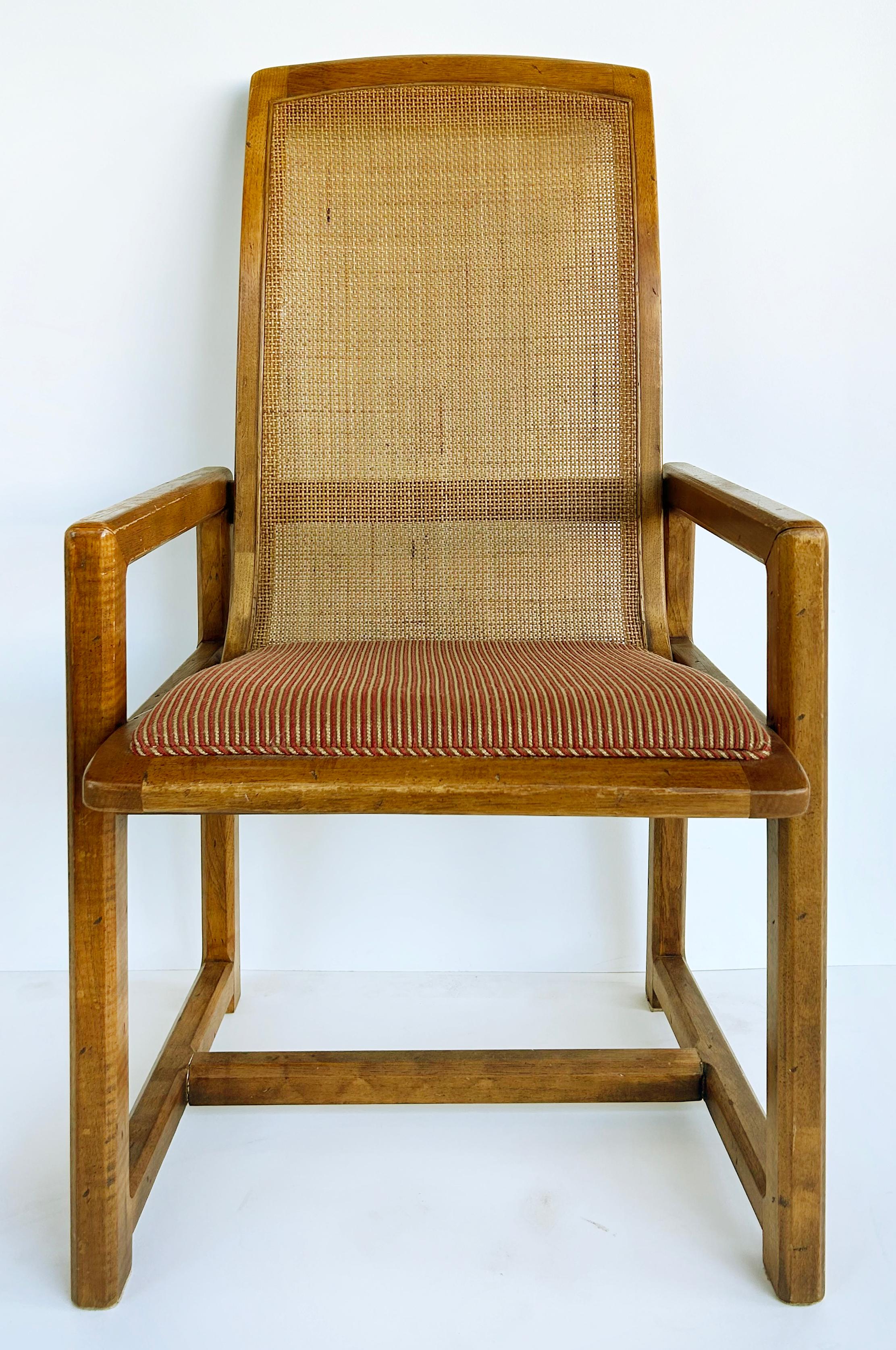 Mid-Century moderno Sedie da pranzo a canne Drexel di metà secolo, 2 poltrone, 2 sedie laterali in vendita