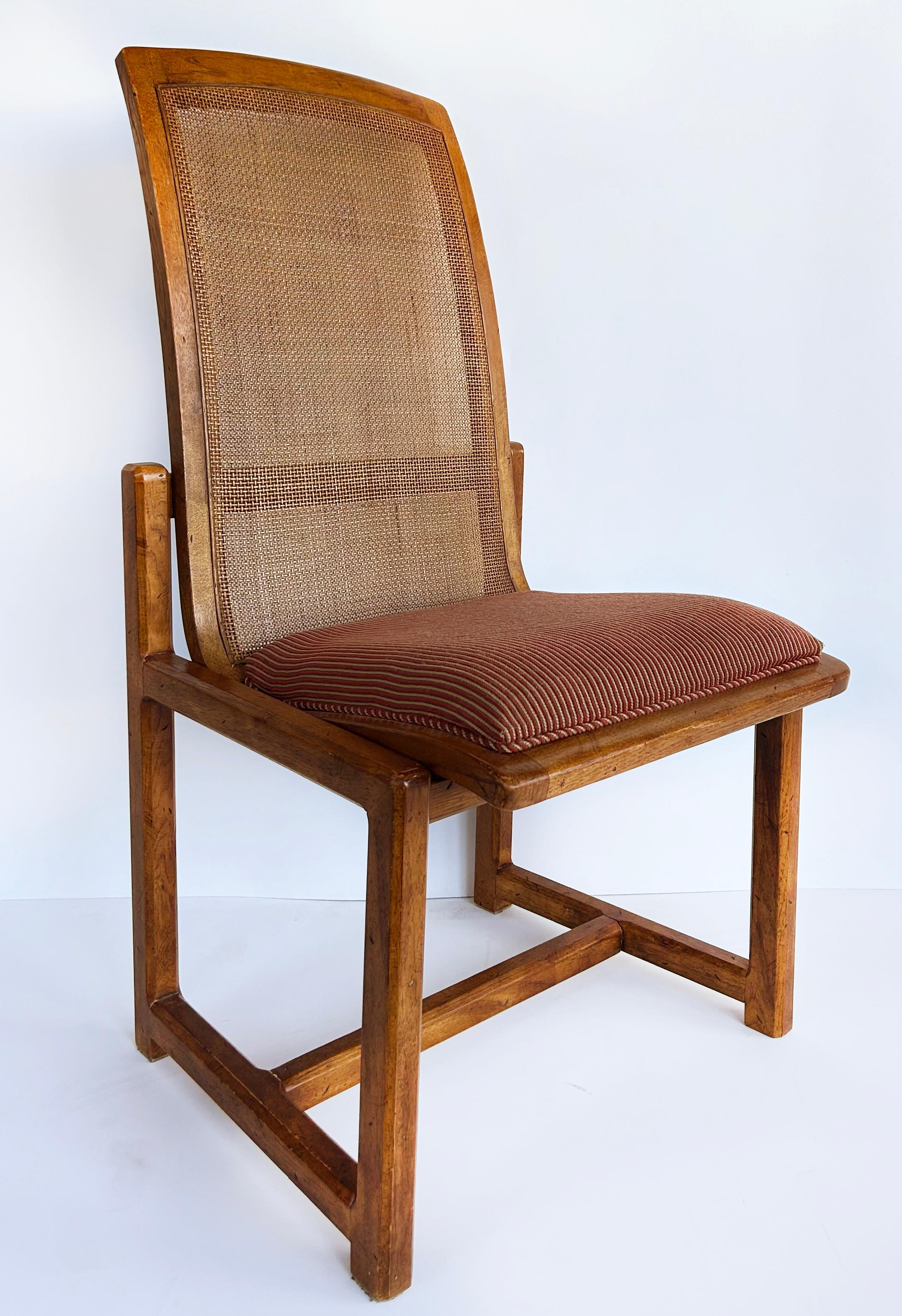 Sedie da pranzo a canne Drexel di metà secolo, 2 poltrone, 2 sedie laterali in vendita 2