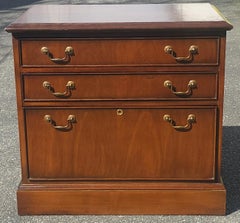 Mid Century Drexel Chippendale Walnut Locking Drawer Filing Cabinet