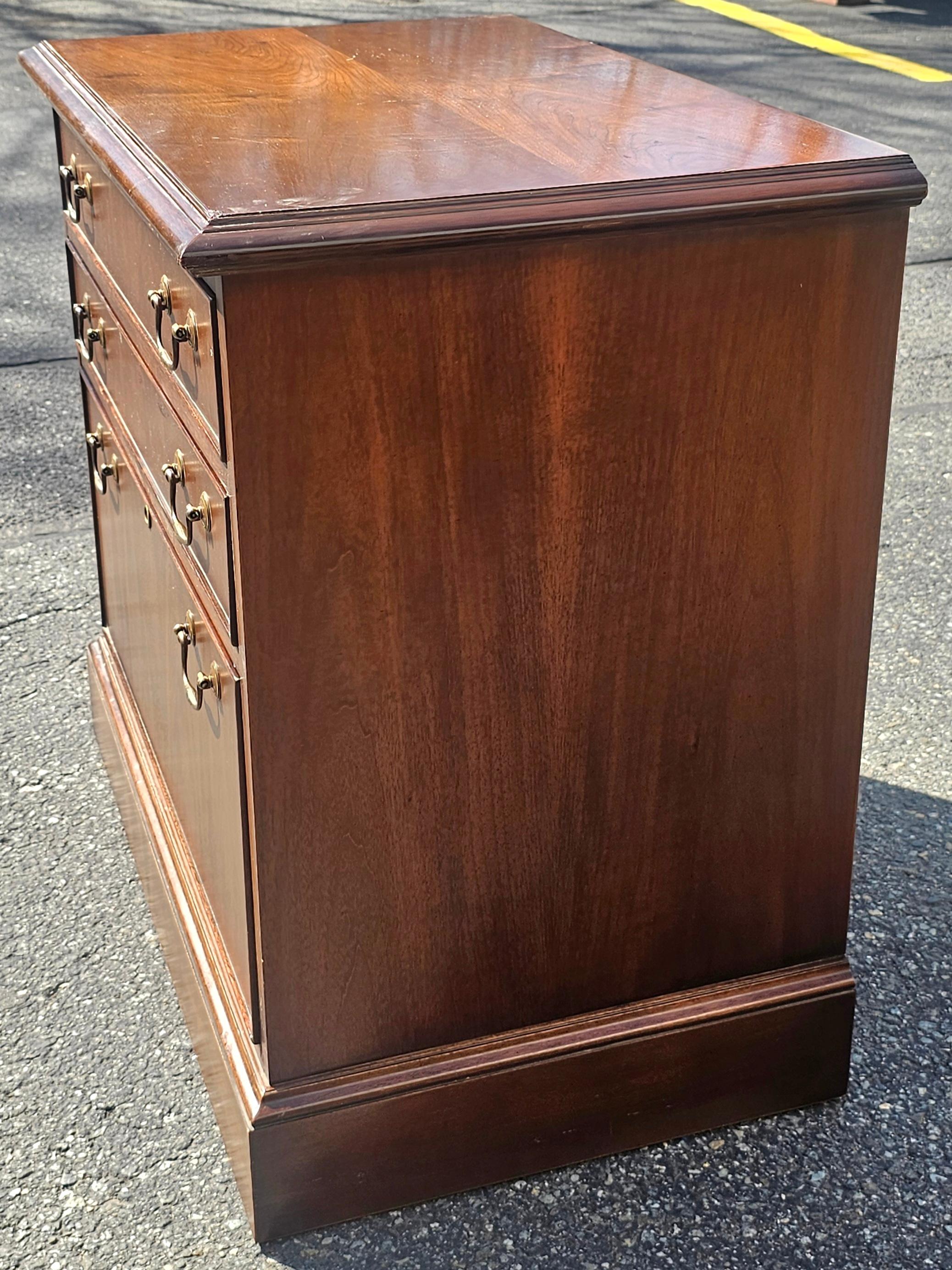 American Mid Century Drexel Chippendale Walnut Locking Drawer Filing Cabinet For Sale