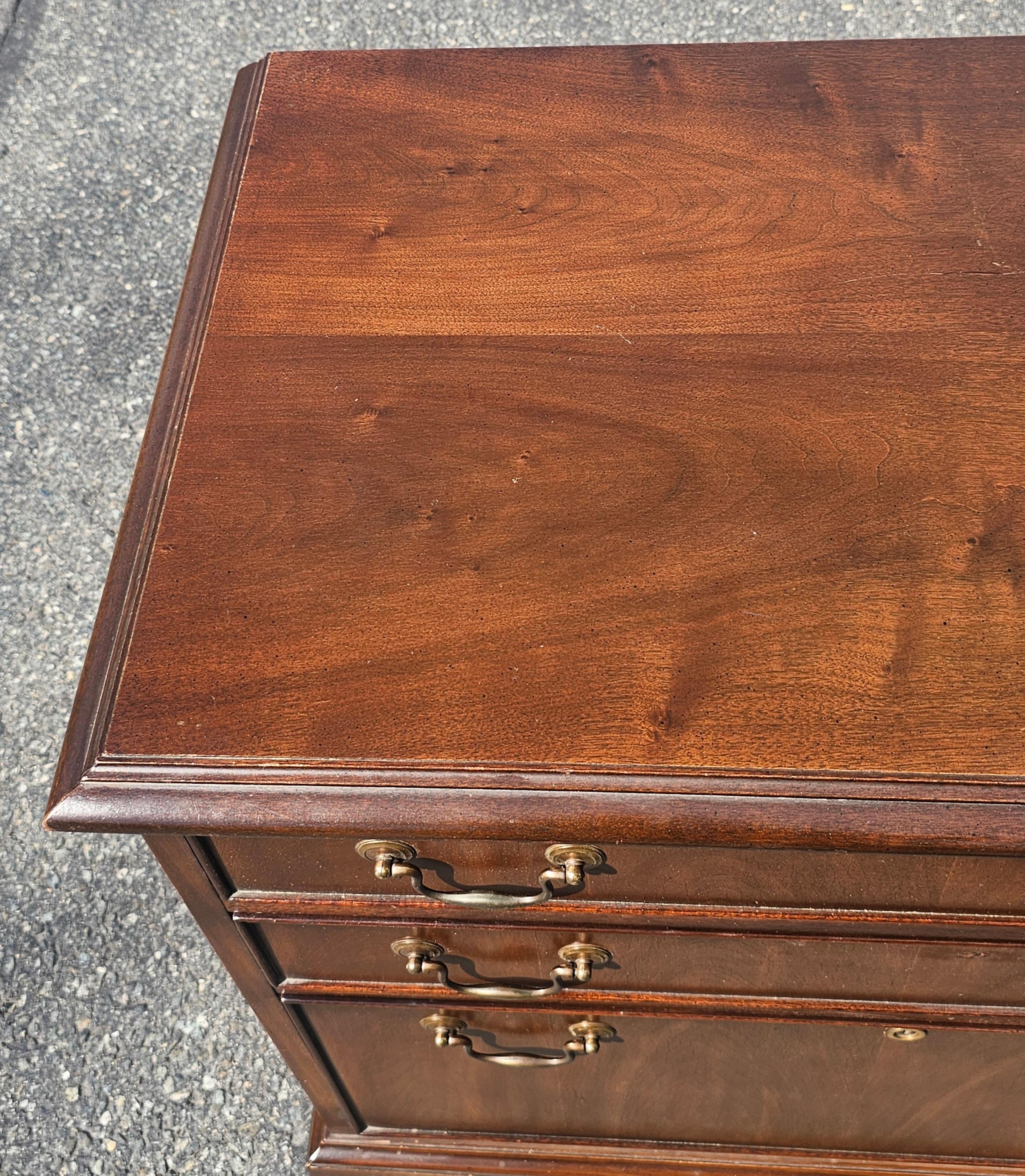 20th Century Mid Century Drexel Chippendale Walnut Locking Drawer Filing Cabinet For Sale