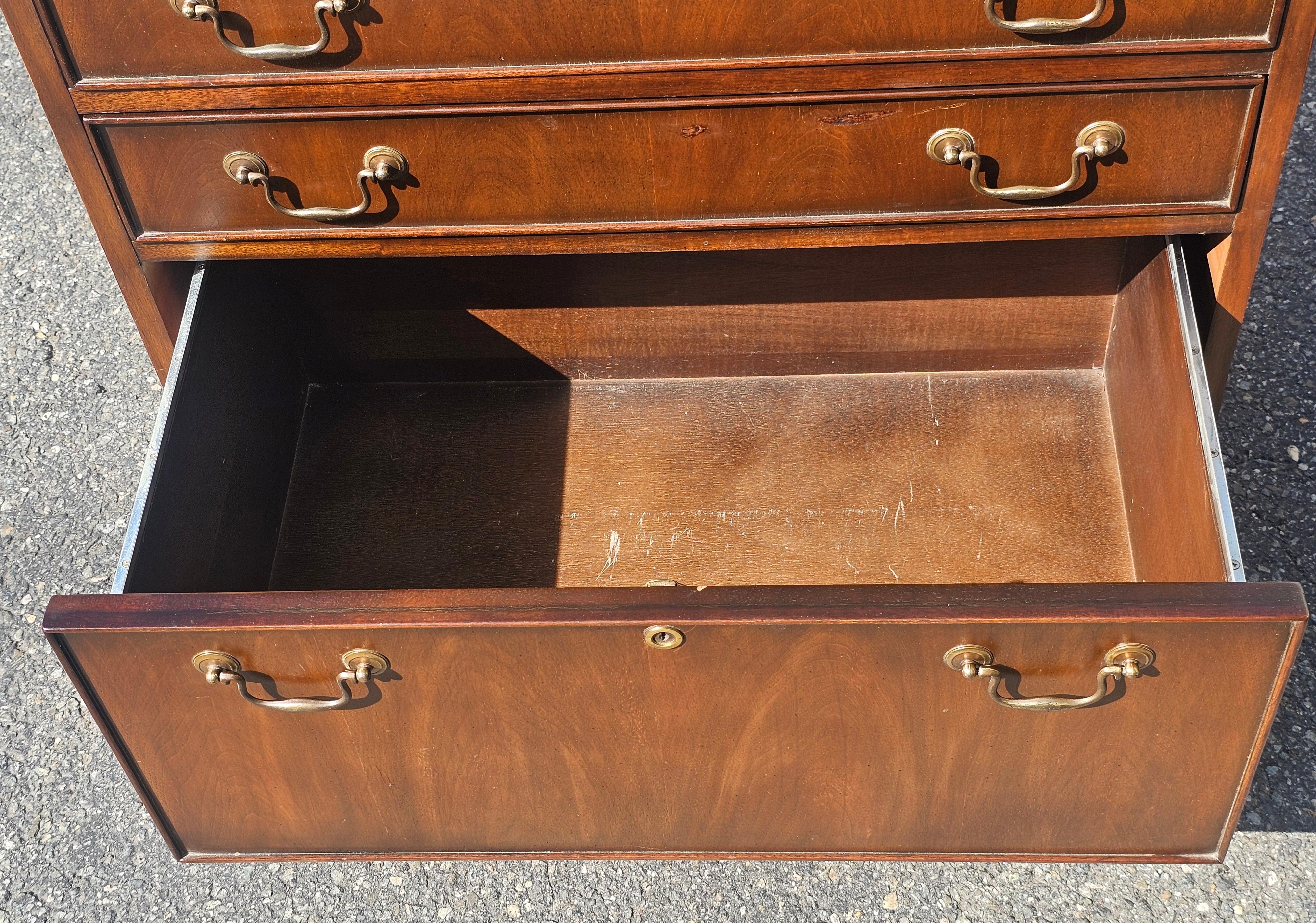 Mid Century Drexel Chippendale Walnut Locking Drawer Filing Cabinet For Sale 3