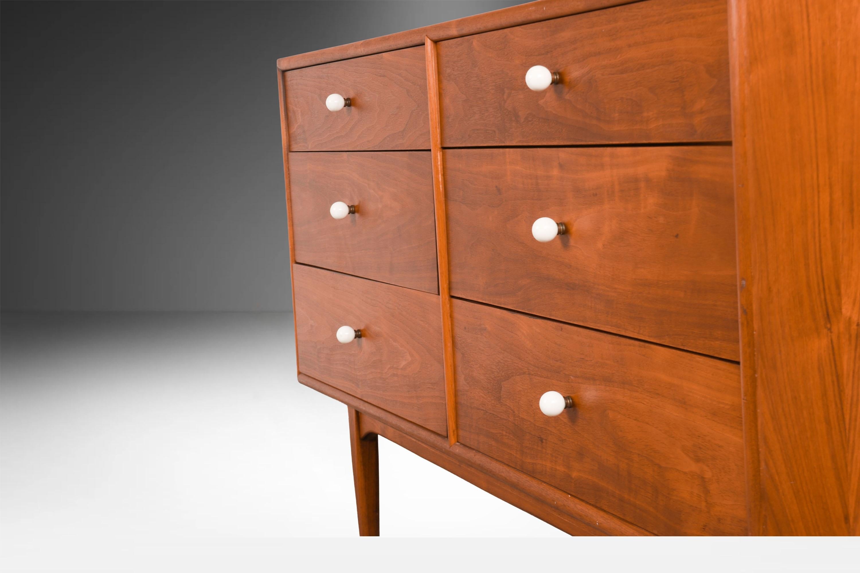 Walnut Mid Century Drexel Declaration Kipp Stewart Double Dresser For Sale