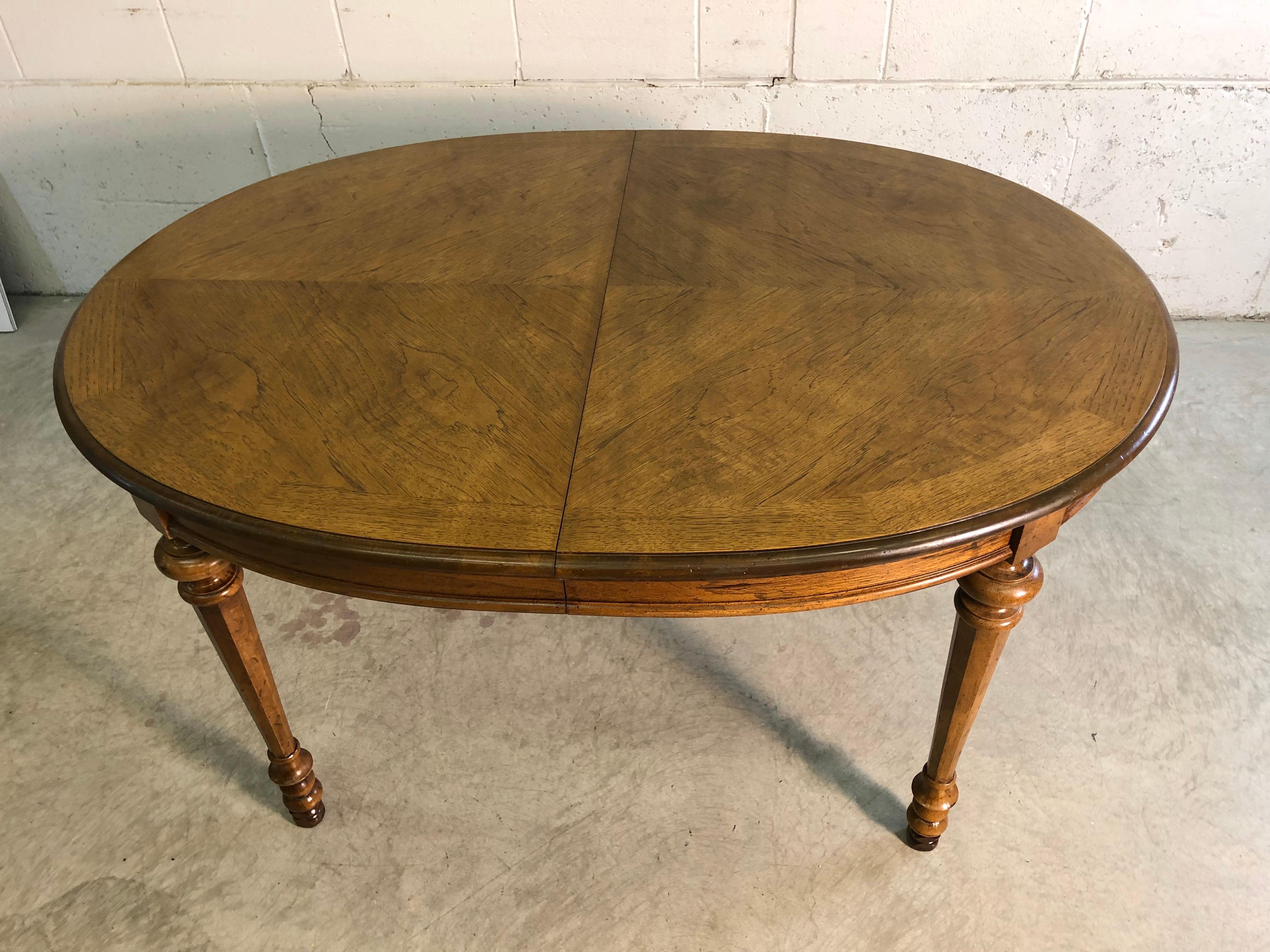 American Midcentury Drexel Diamond Matched Velero Dining Room Table For Sale