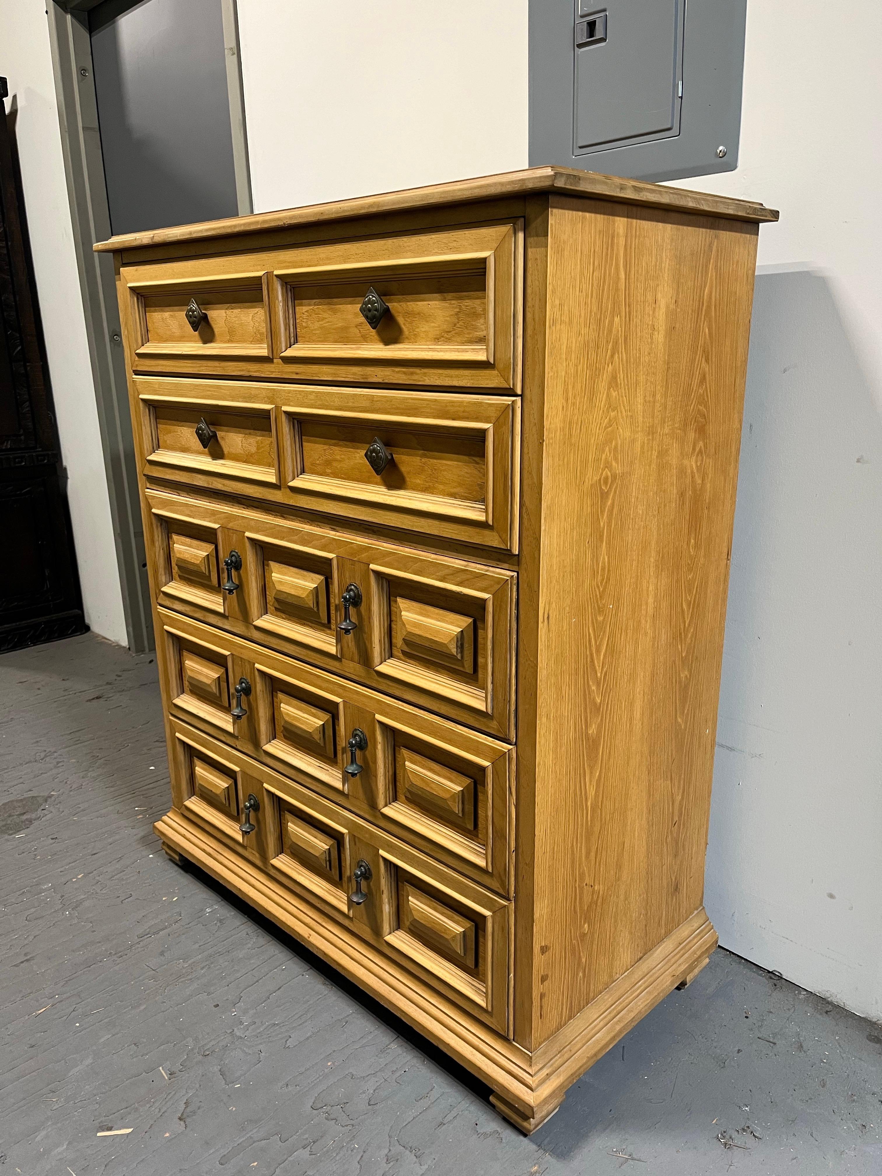Spanish Colonial Mid Century Drexel Esperanto Highboy Dresser For Sale