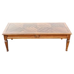 Mid Century Drexel Fontanella Bookmatched Top Fruitwood Coffee Table