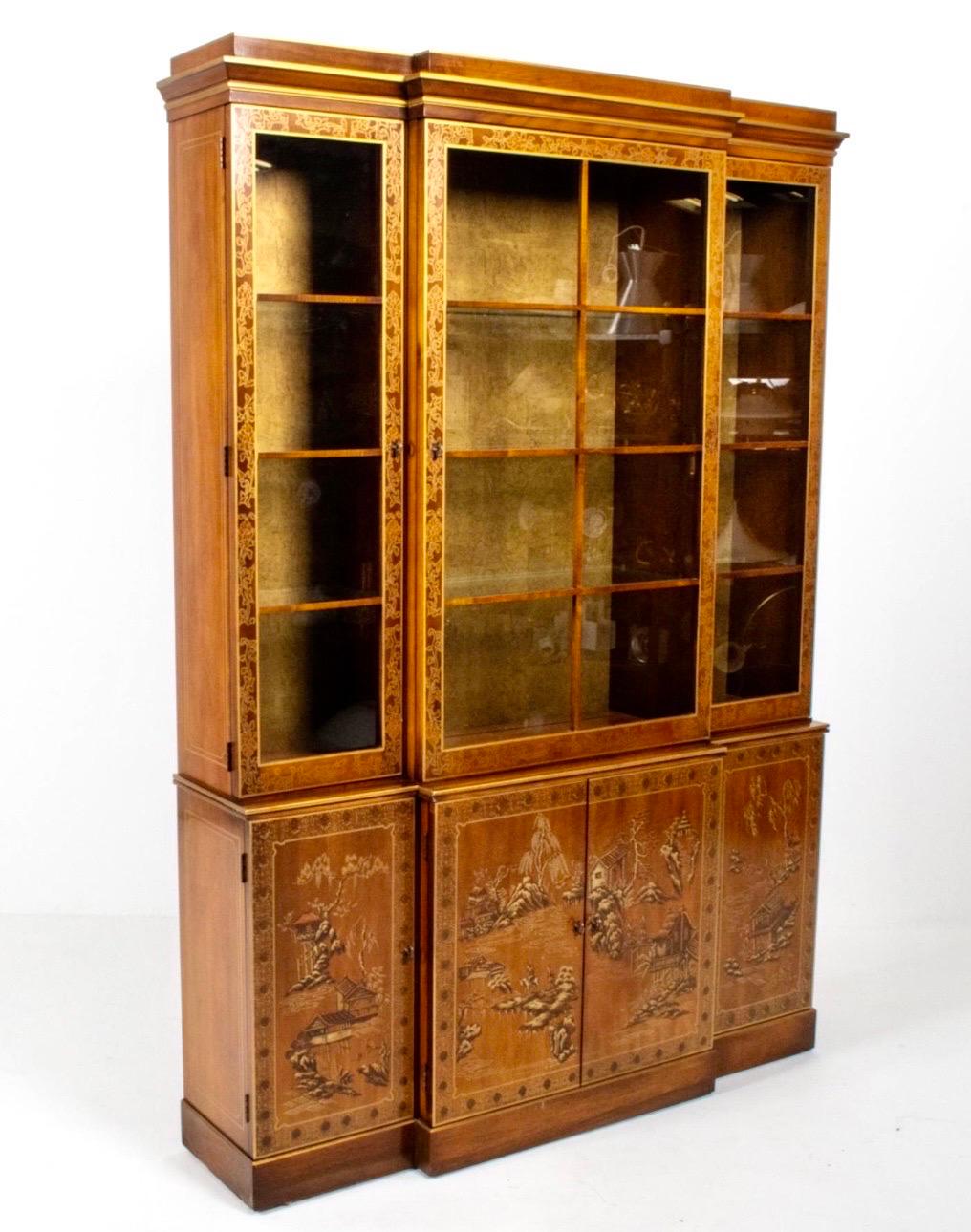 Mid-Century Modern Mid Century Drexel Furniture Chinoiserie China Breakfront Cabinet Sideboard 