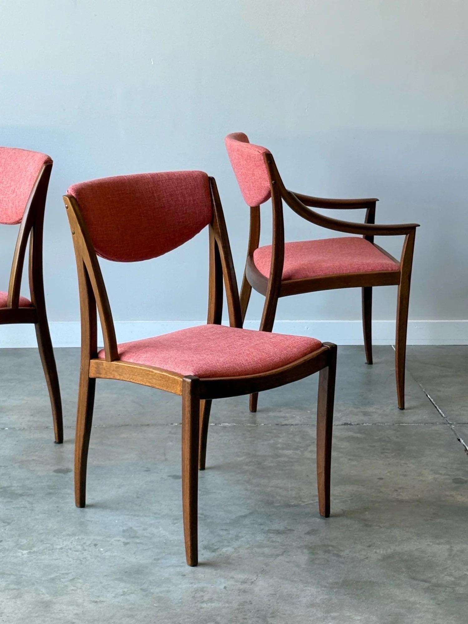 Tissu Chaises de salle à manger du milieu du siècle Drexel Parallele by Barney Flagg - Ensemble de quatre en vente