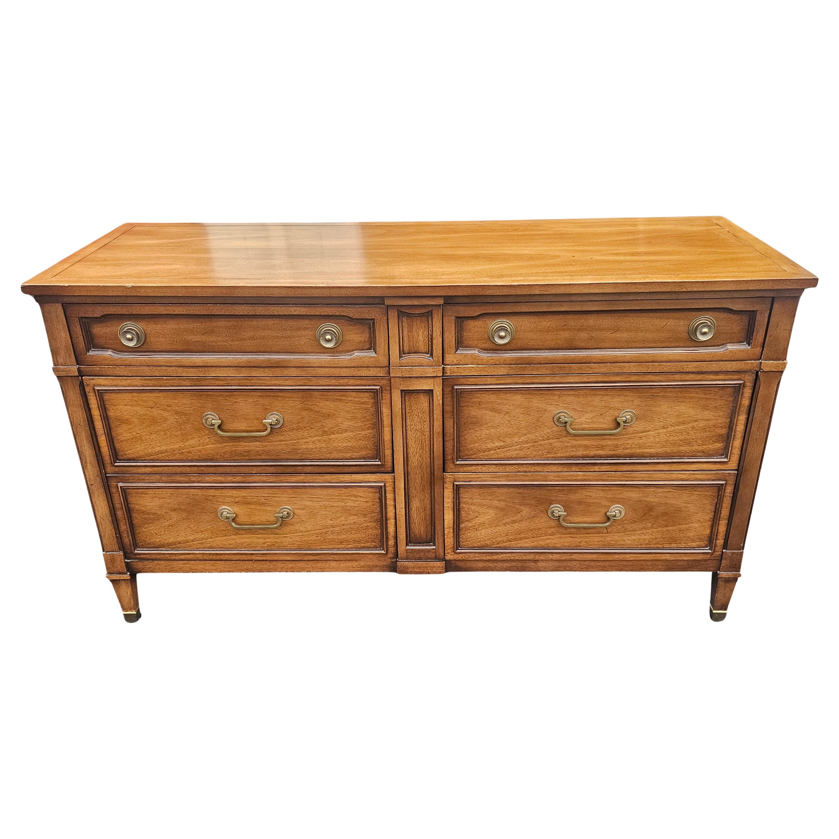 French Provincial Mid-Century Drexel Truine Walnut Double Dresser