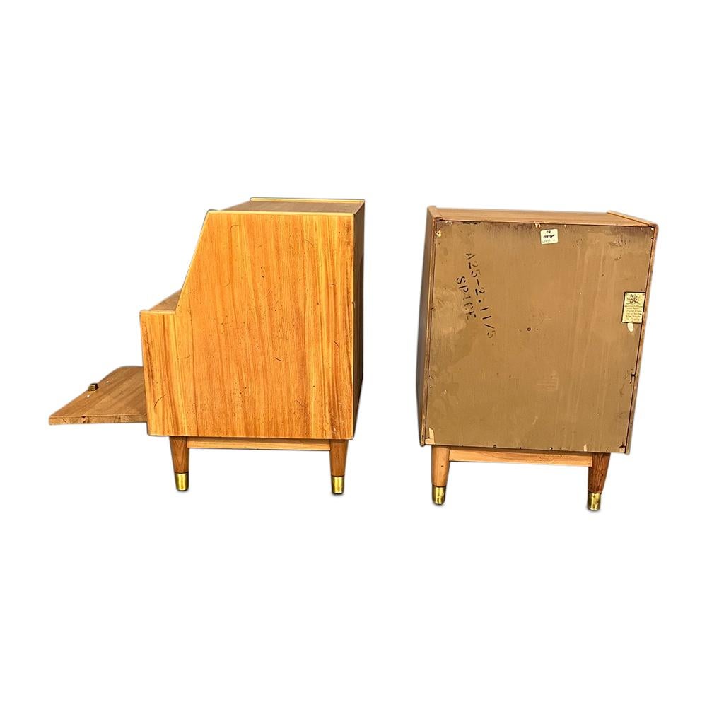 North American Mid-Century Drexler Nightstands with Open Storage and Shelving, 'Pair'