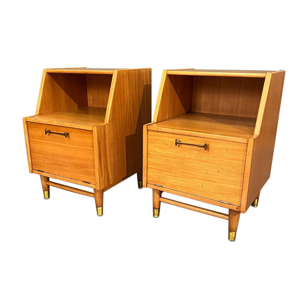 Mid-20th Century Mid-Century Drexler Nightstands with Open Storage and Shelving, 'Pair'