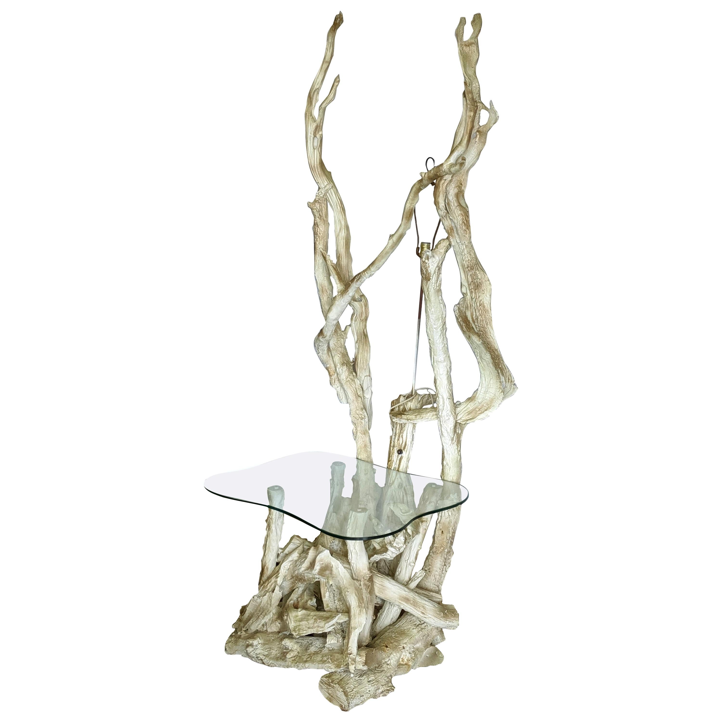 Midcentury Drift Wood Standing Table Lamp