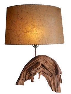 Mid Century Driftwood Table Lamp with Original Shade c. 1950/60's