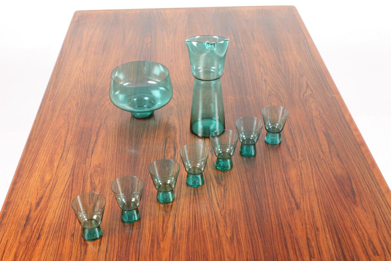 Midcentury Drink Pitcher, Bowl and Seven Glasses and by Jacob E. Bang, 1950s For Sale 2