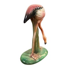 Mid-century "Drinker" Pink Flamingo Ceramic Tabletop Sculpture Will George