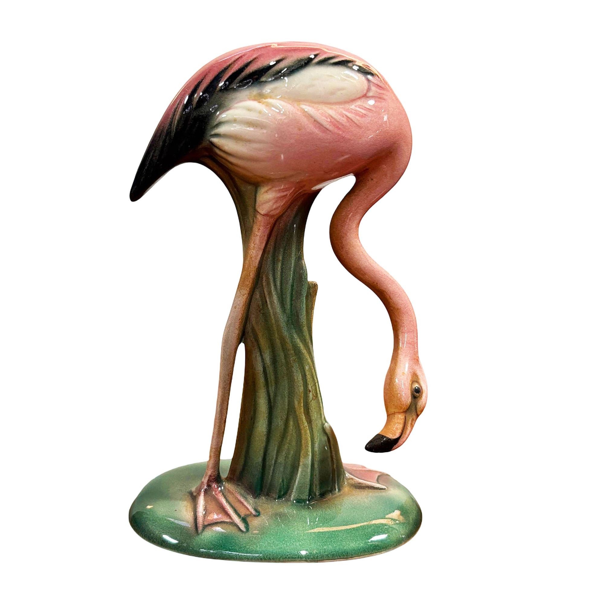 Mid-century "Drinker" Pink Flamingo Ceramic Tabletop Sculpture Will George