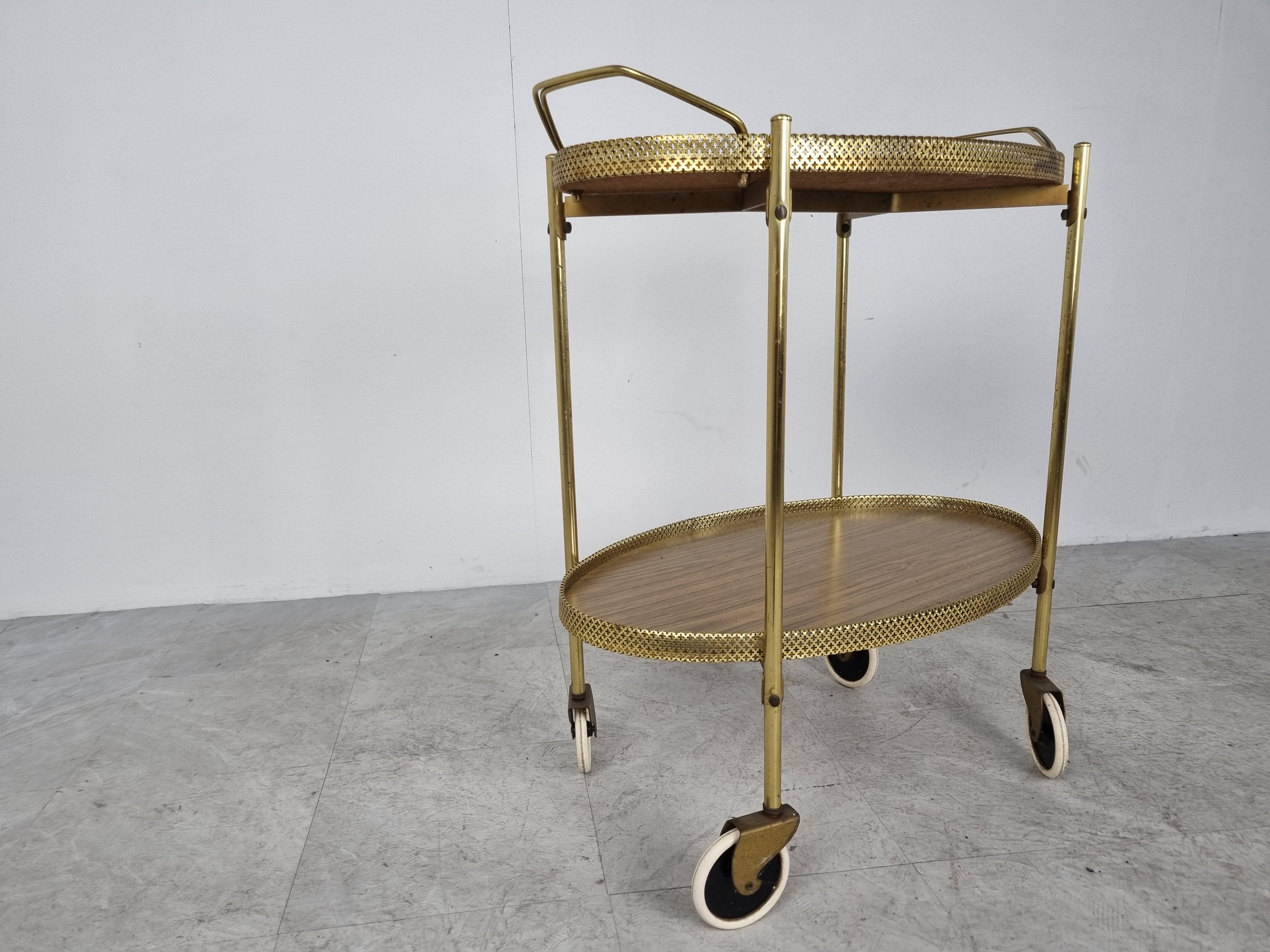 Brass Mid Century Drinks Trolley, 1950s For Sale