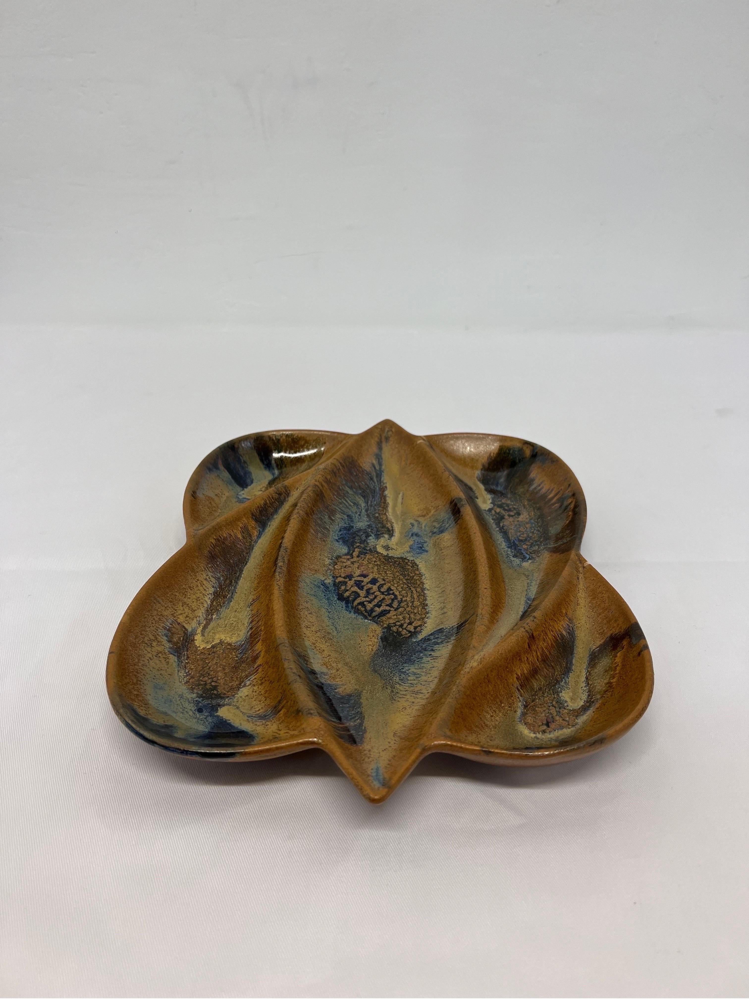 20th Century Mid-Century Drip Glaze Ashtray or Catch All For Sale