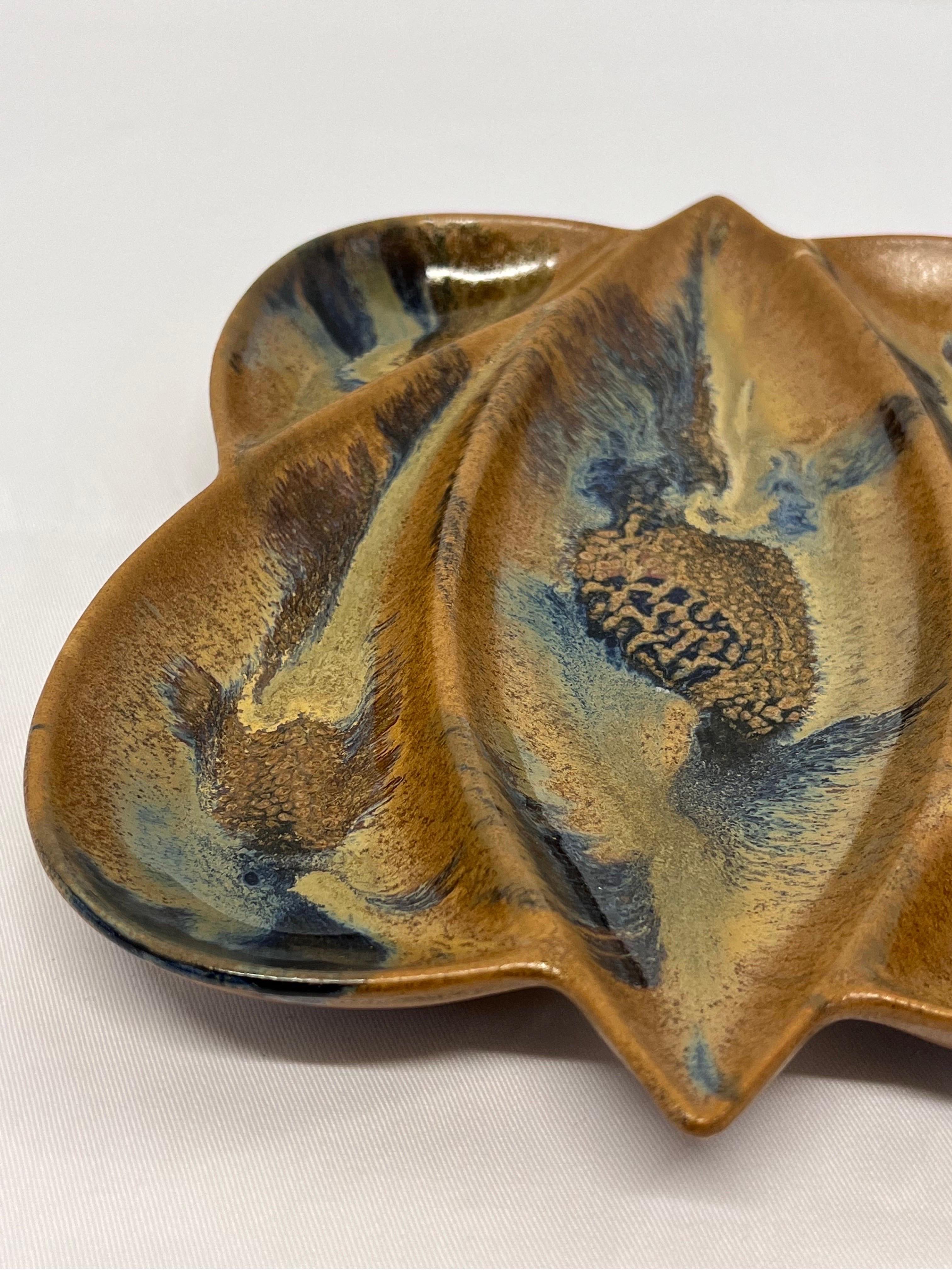 Ceramic Mid-Century Drip Glaze Ashtray or Catch All For Sale