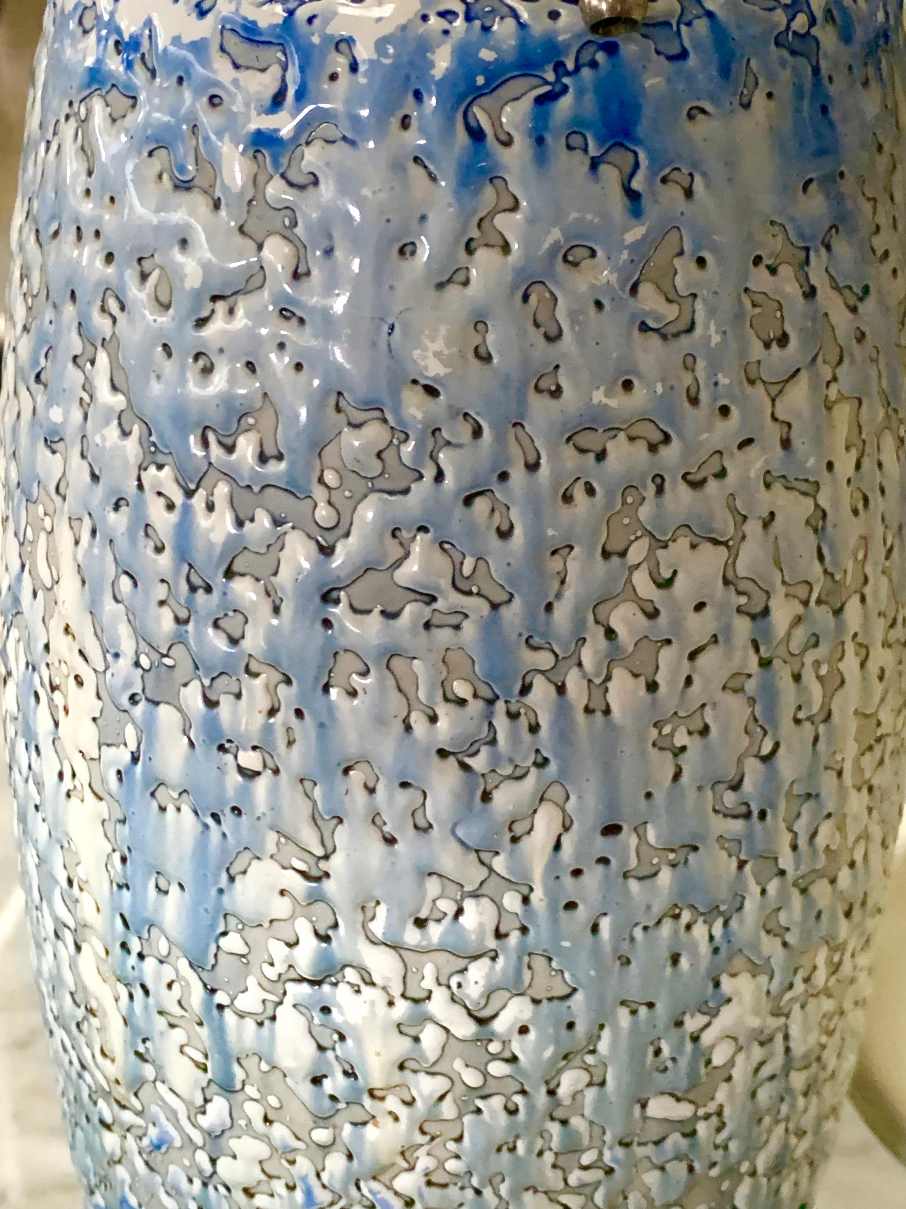 Midcentury Drip Glaze Ceramic Lamp For Sale 4