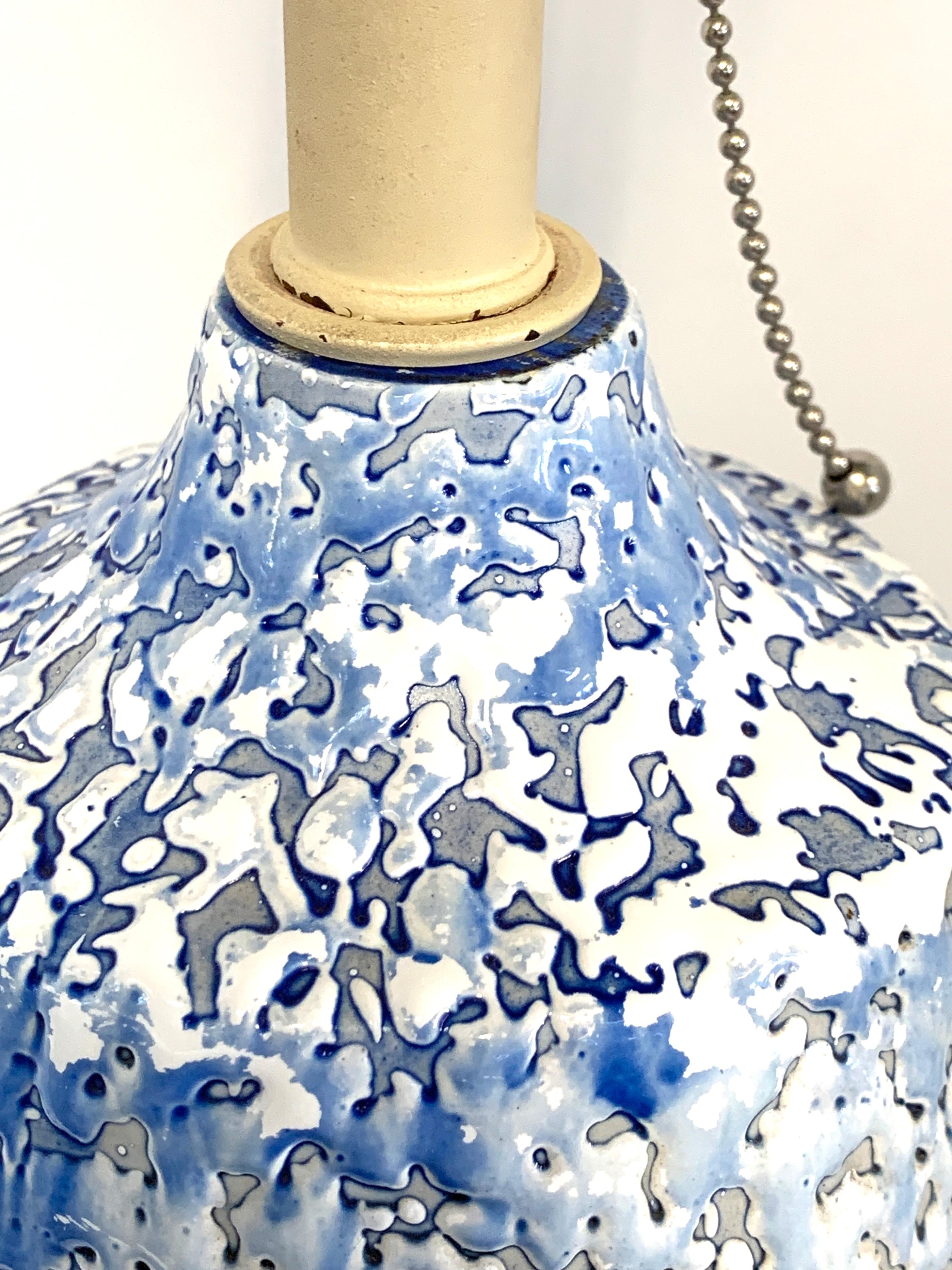 Midcentury Drip Glaze Ceramic Lamp In Good Condition For Sale In Palm Springs, CA