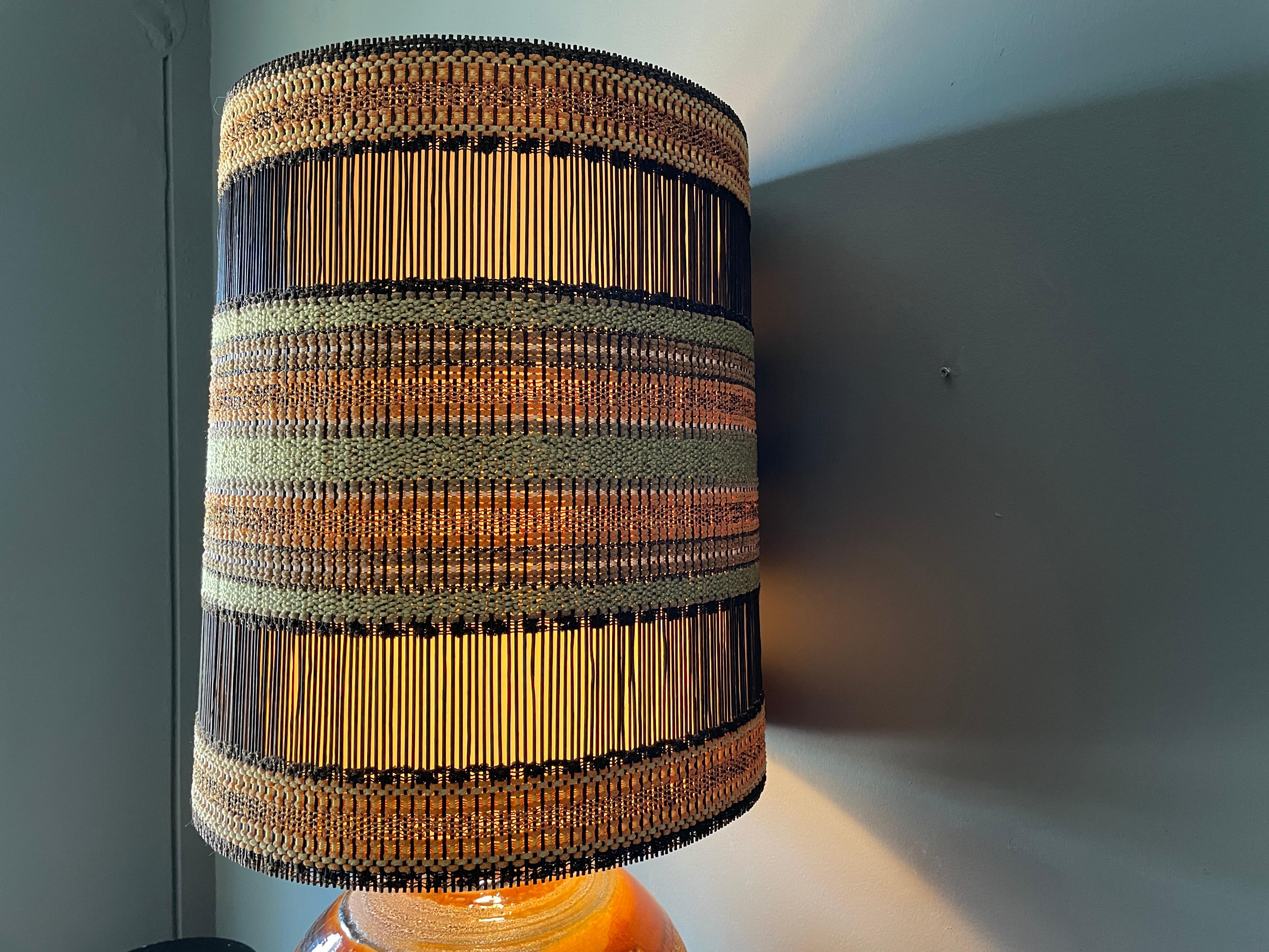 Mid Century Drip Glaze Lamp with Shade by Maria Kipp 2