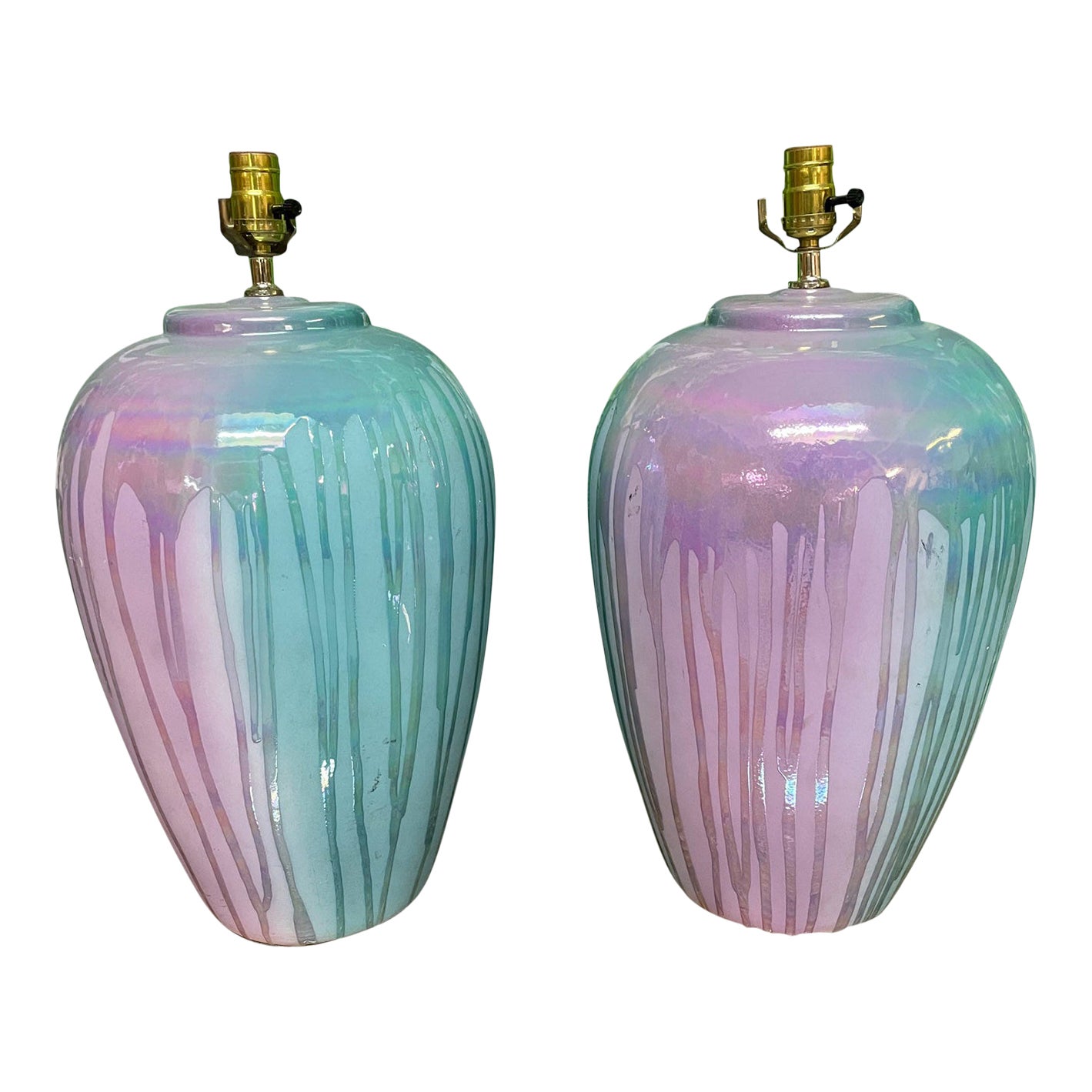 Midcentury Drip Glaze Table Lamps
