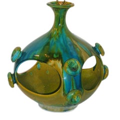 Midcentury Drip Glazed Porcelain Italian Lantern