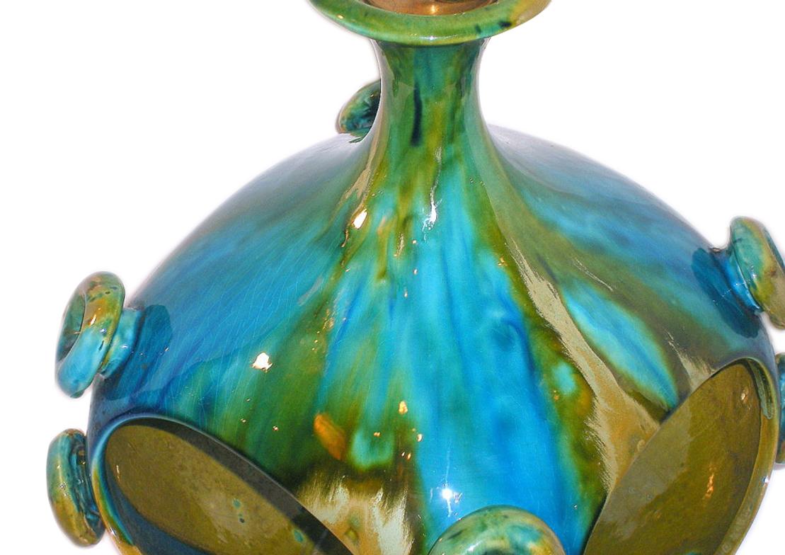 Midcentury Drip Glazed Porcelain Italian Lantern For Sale 1