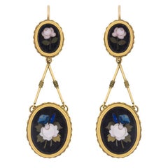 Mid-Century Drop Earrings and Brooch with Rose Motif, circa 1950s-1960s