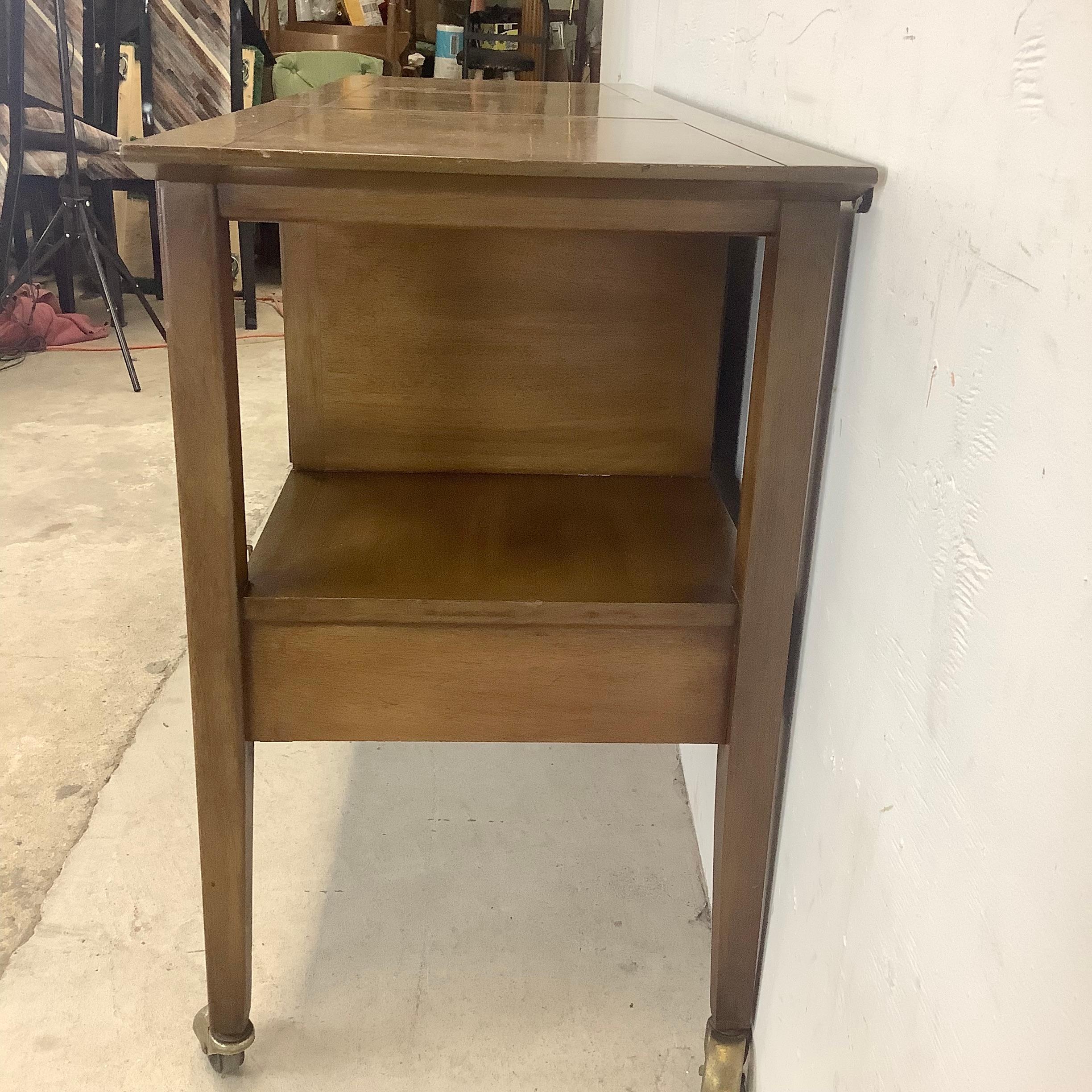 Mid-Century Drop Front Rolling Bar Cart From White Furniture 2