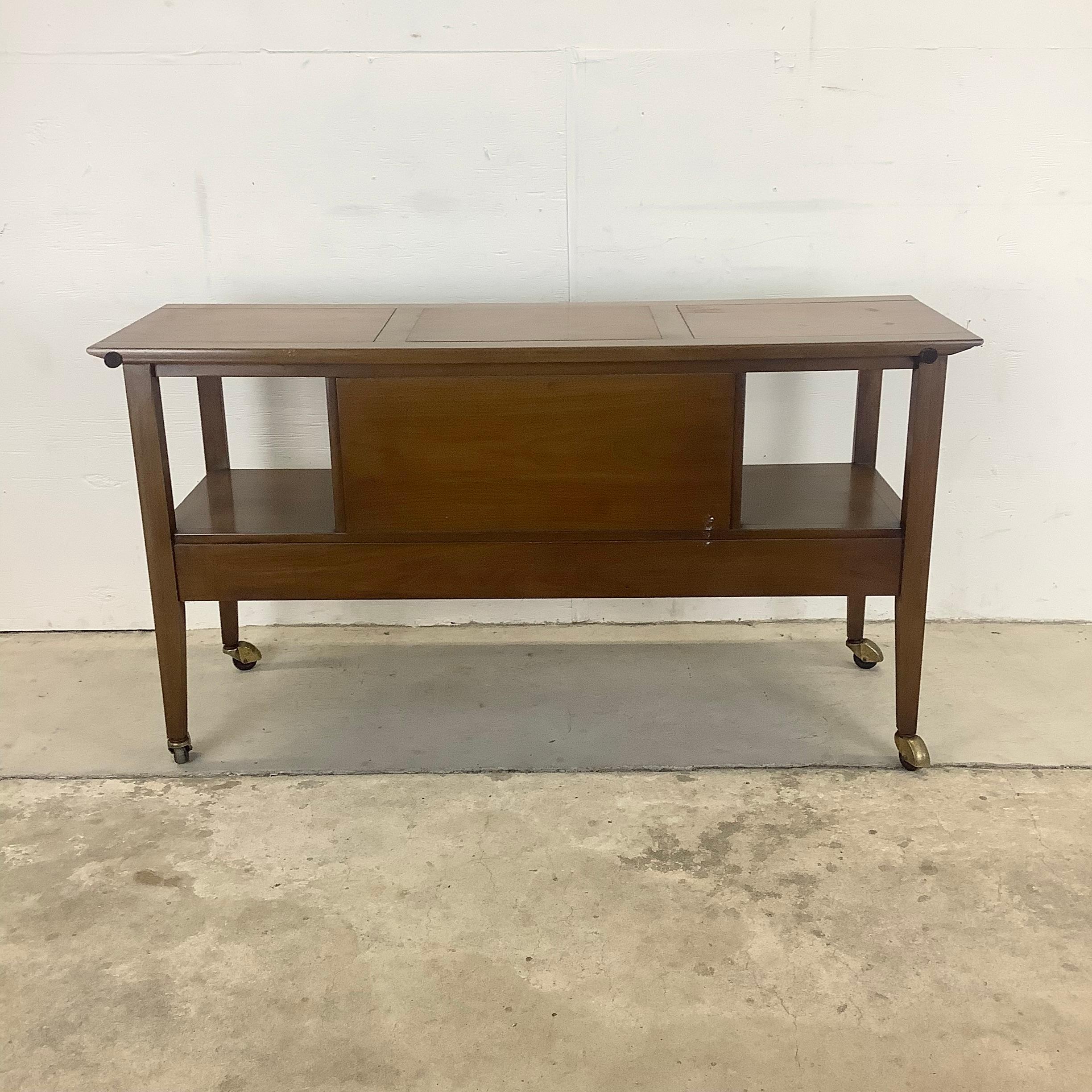 Mid-Century Drop Front Rolling Bar Cart From White Furniture 4