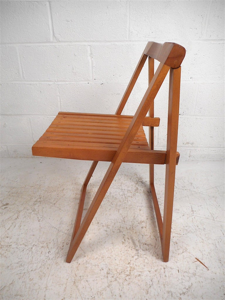 Midcentury DropLeaf Apartment Table on Casters with Hideaway SlatWood