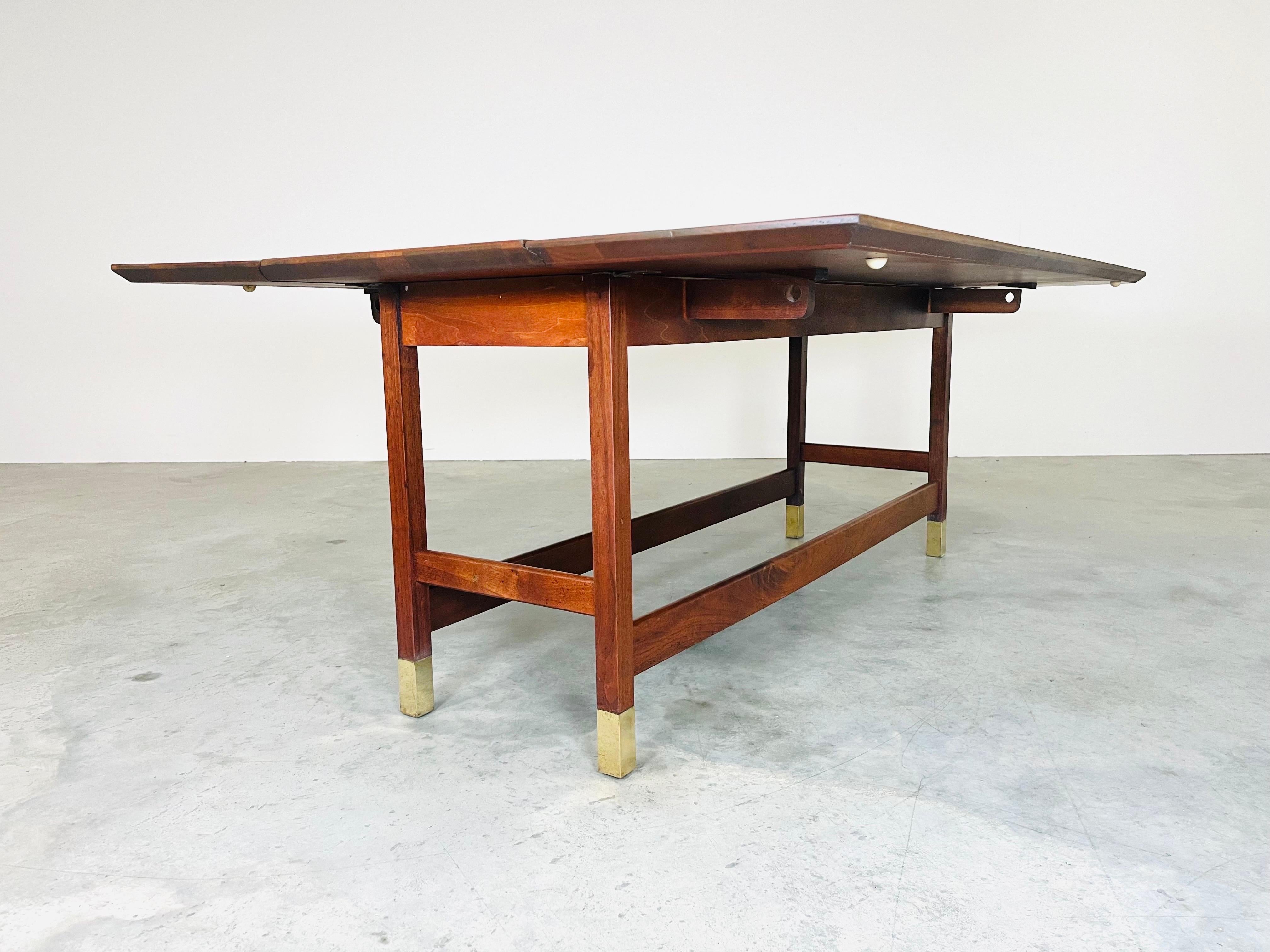 Parquetry Mid-Century Drop-leaf Console Occasional or Serving Table After Harvey Probber 