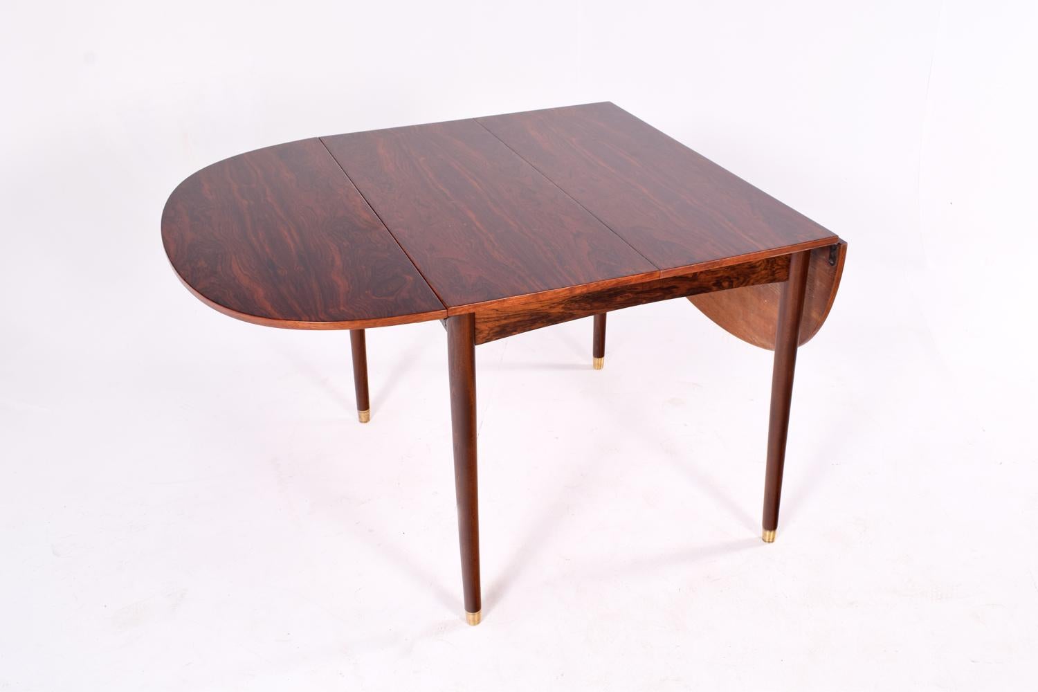 Midcentury Drop-Leaf Dining Table in Rosewood with 2 Extensions 9