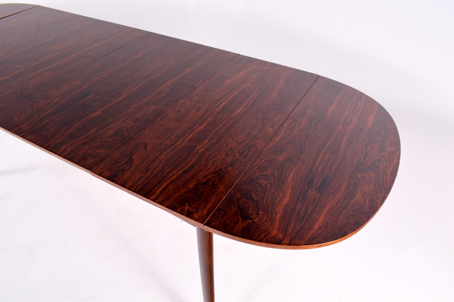 Mid-Century Modern Midcentury Drop-Leaf Dining Table in Rosewood with 2 Extensions